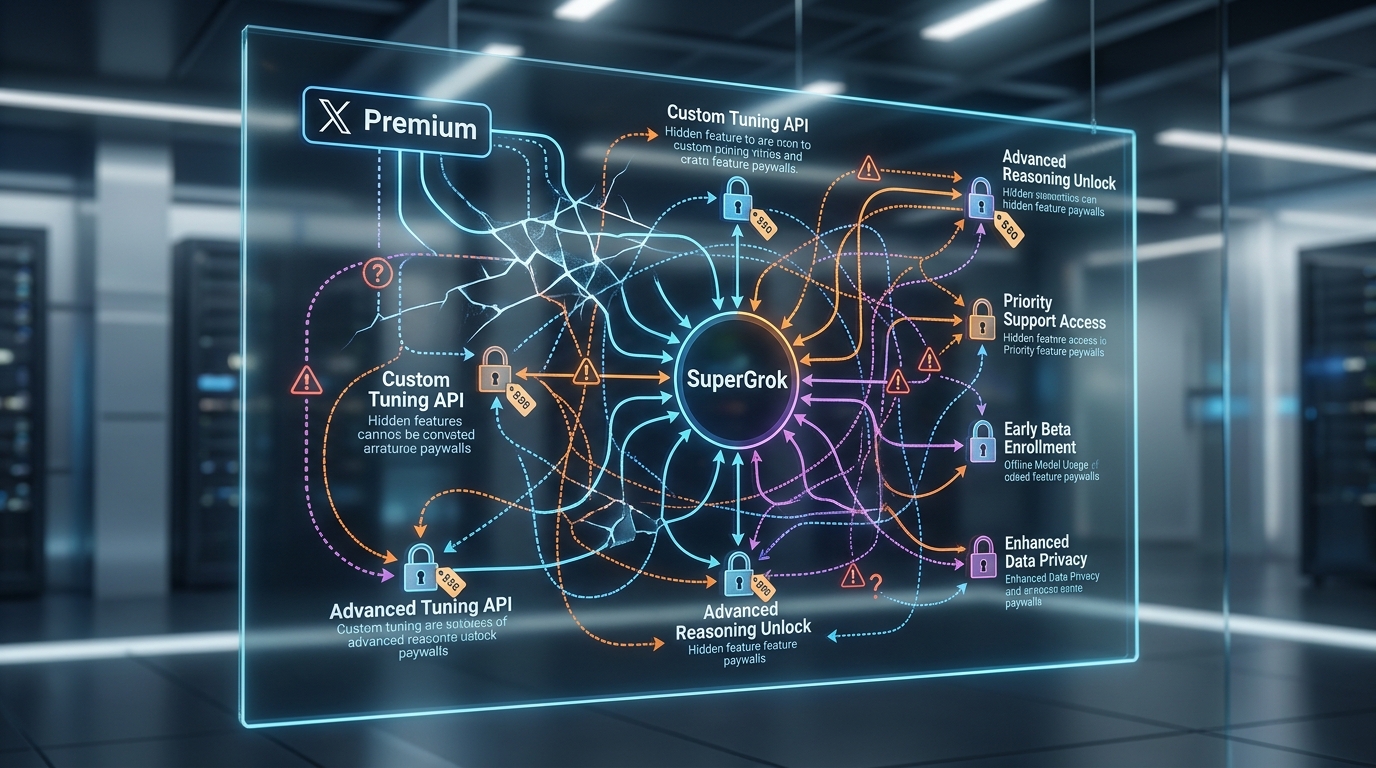 Pricing matrix diagram comparing SuperGrok and X Premium subscription tiers
