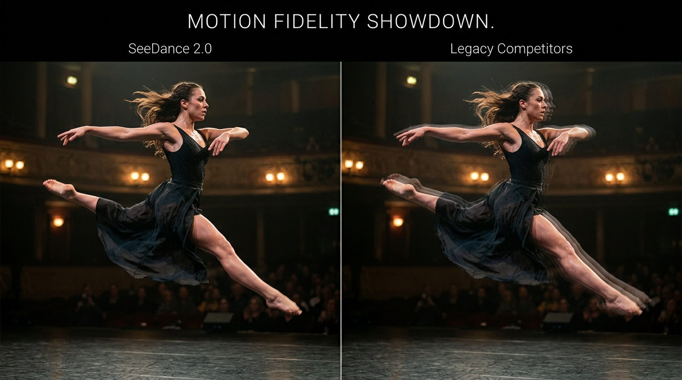 Side by side visual comparison of SeeDance 2.0 video quality versus competing AI video models