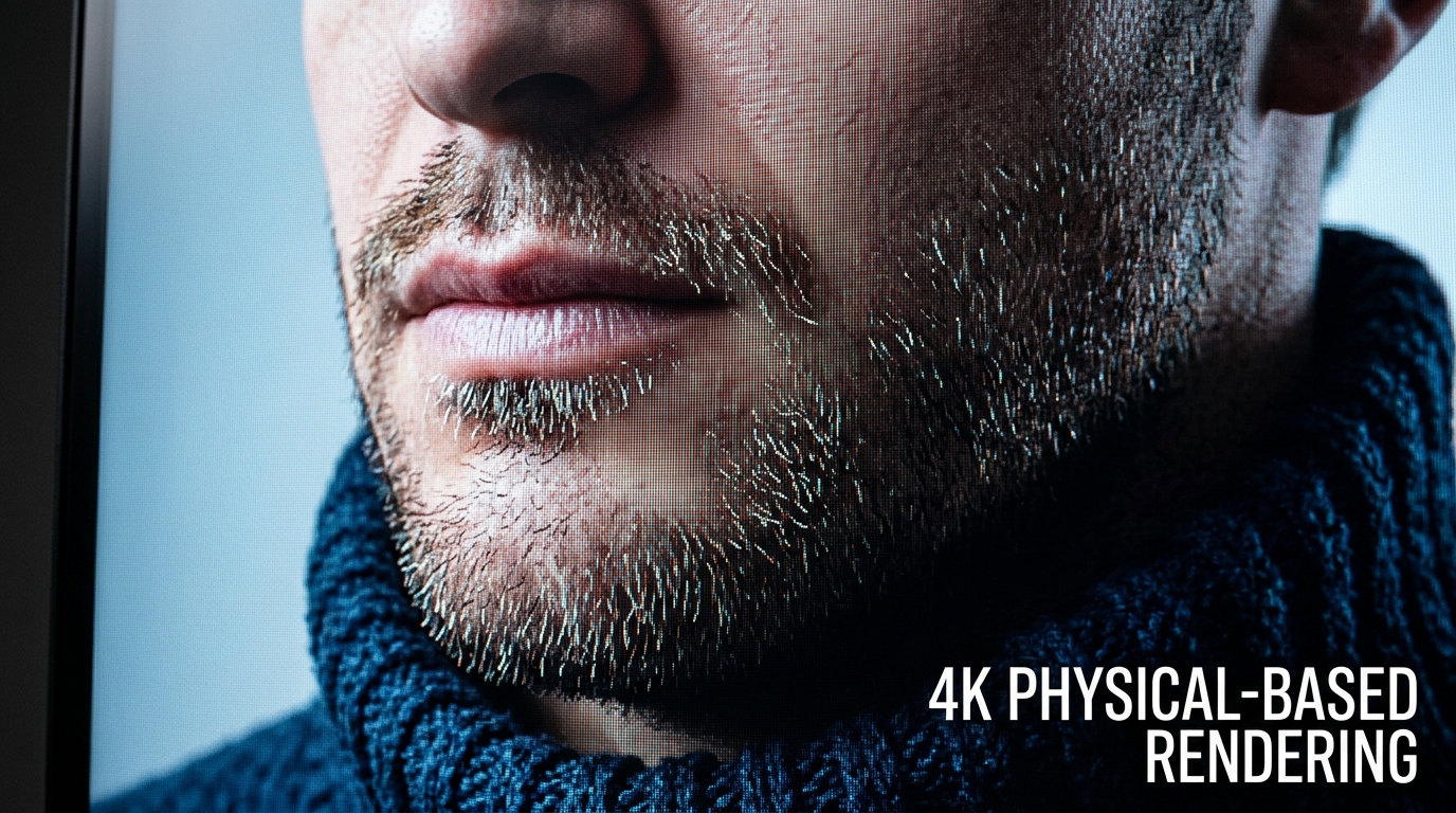 Macro shot showing the extreme 4K micro-details, skin texture, and fabric rendering of a Wan 2.7 generated image.