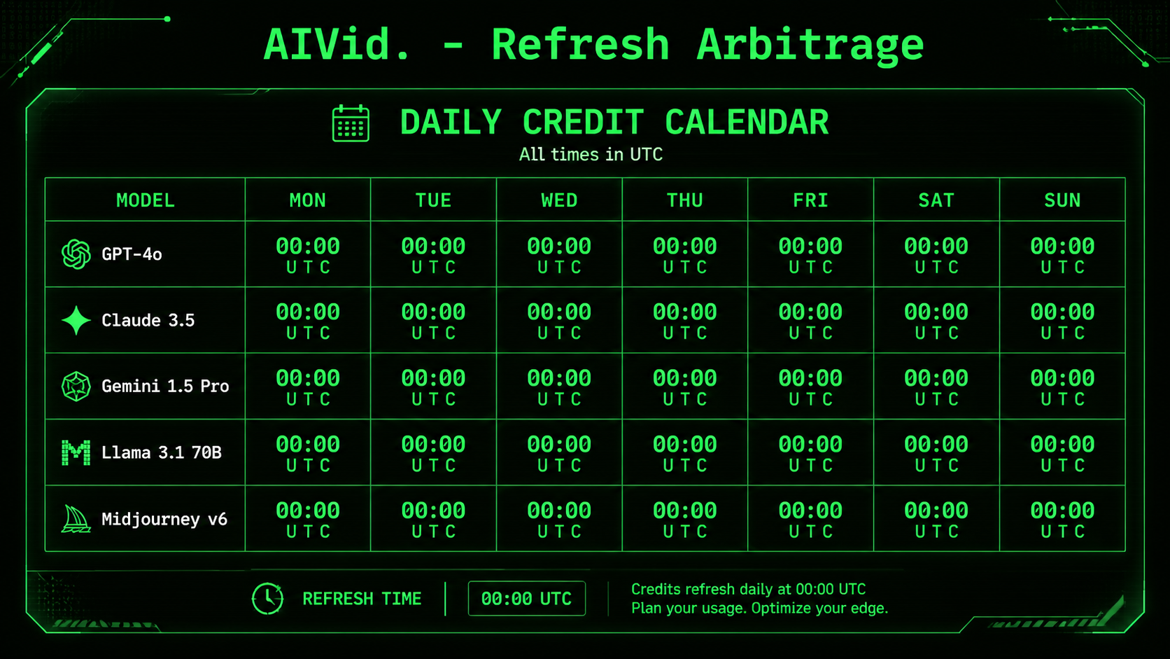 AIVid. - Daily Credit Calendar Arbitrage