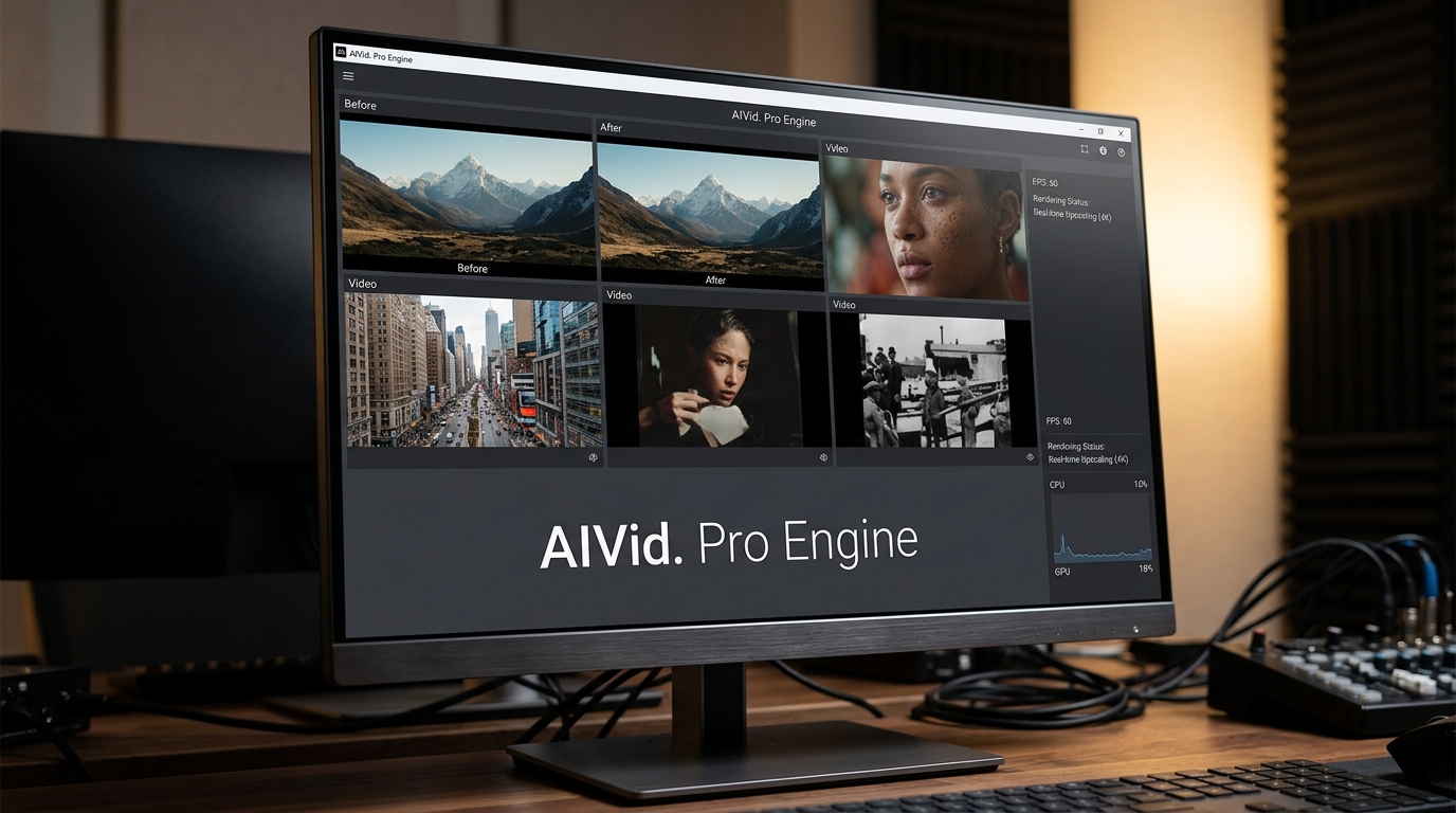 The AIVid platform dashboard efficiently running professional AI video and image upscaling pipelines.