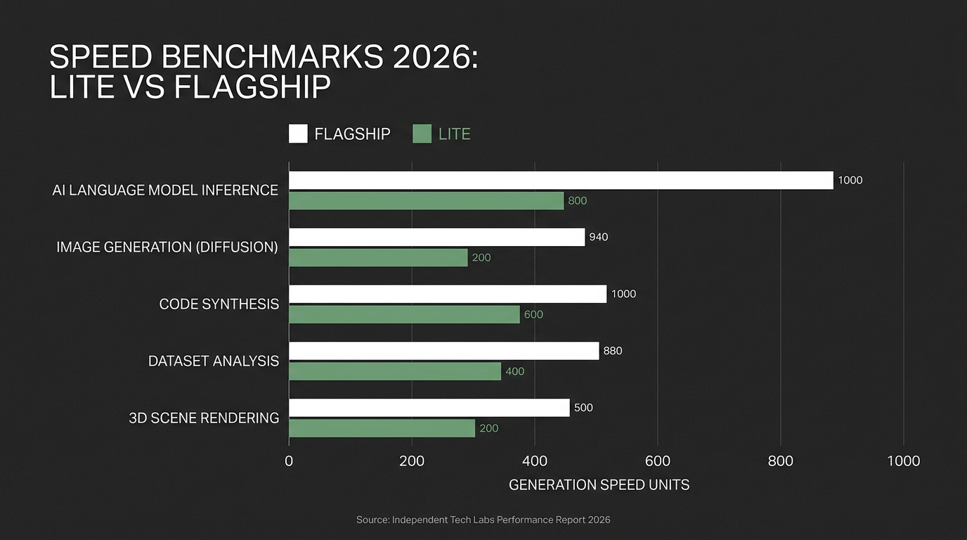 Data chart comparing Google Veo 3.1 Lite generation speeds and pricing metrics against the flagship model.