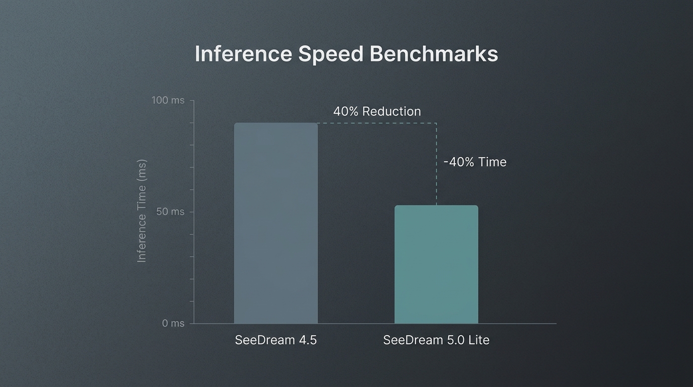 Data chart comparing inference speed benchmarks between SeeDream 5.0 Lite and SeeDream 4.5