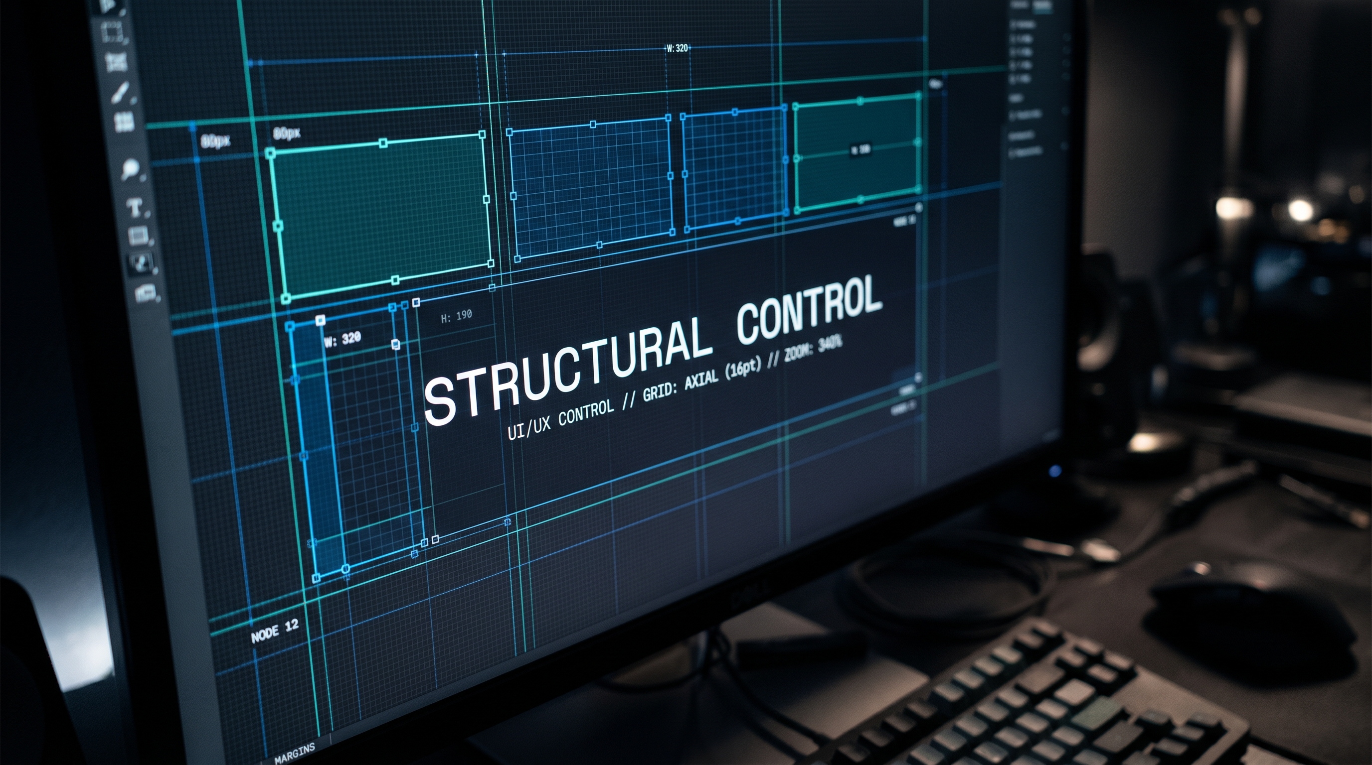 Macro shot of a digital grid demonstrating structural control constraints on a workstation monitor.