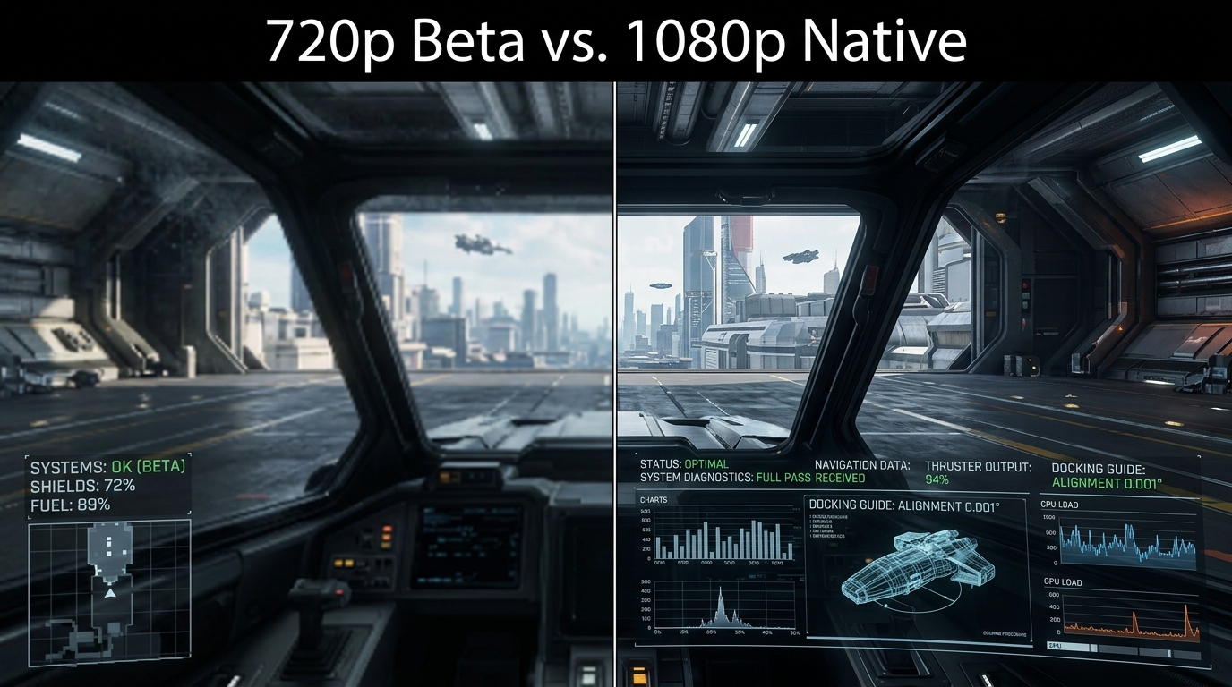 A side-by-side comparison showing the blurry 720p beta output versus the crisp new native 1080p resolution of Grok Imagine Pro.