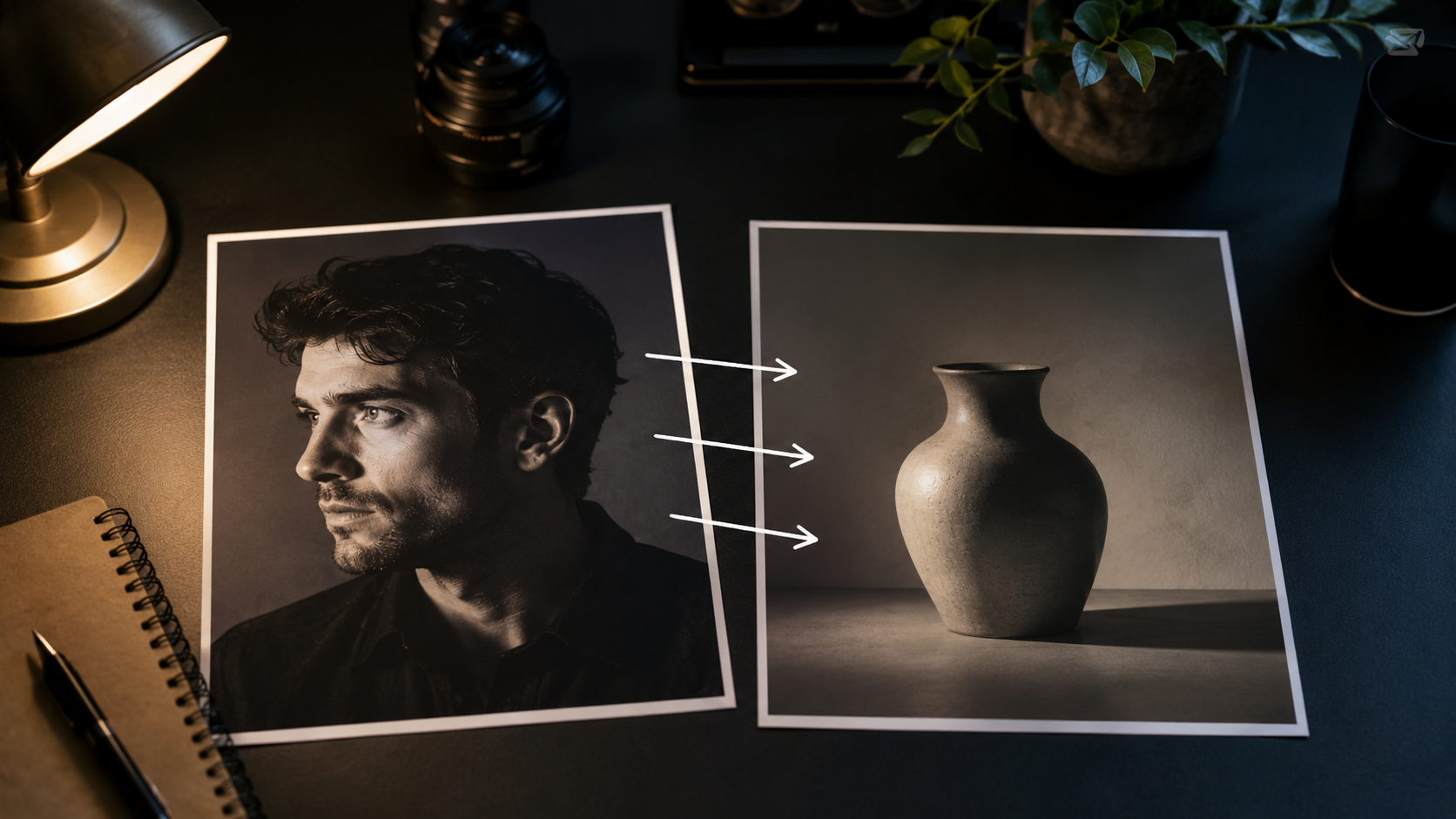 Lighting reference image transferring key direction for AI image relighting