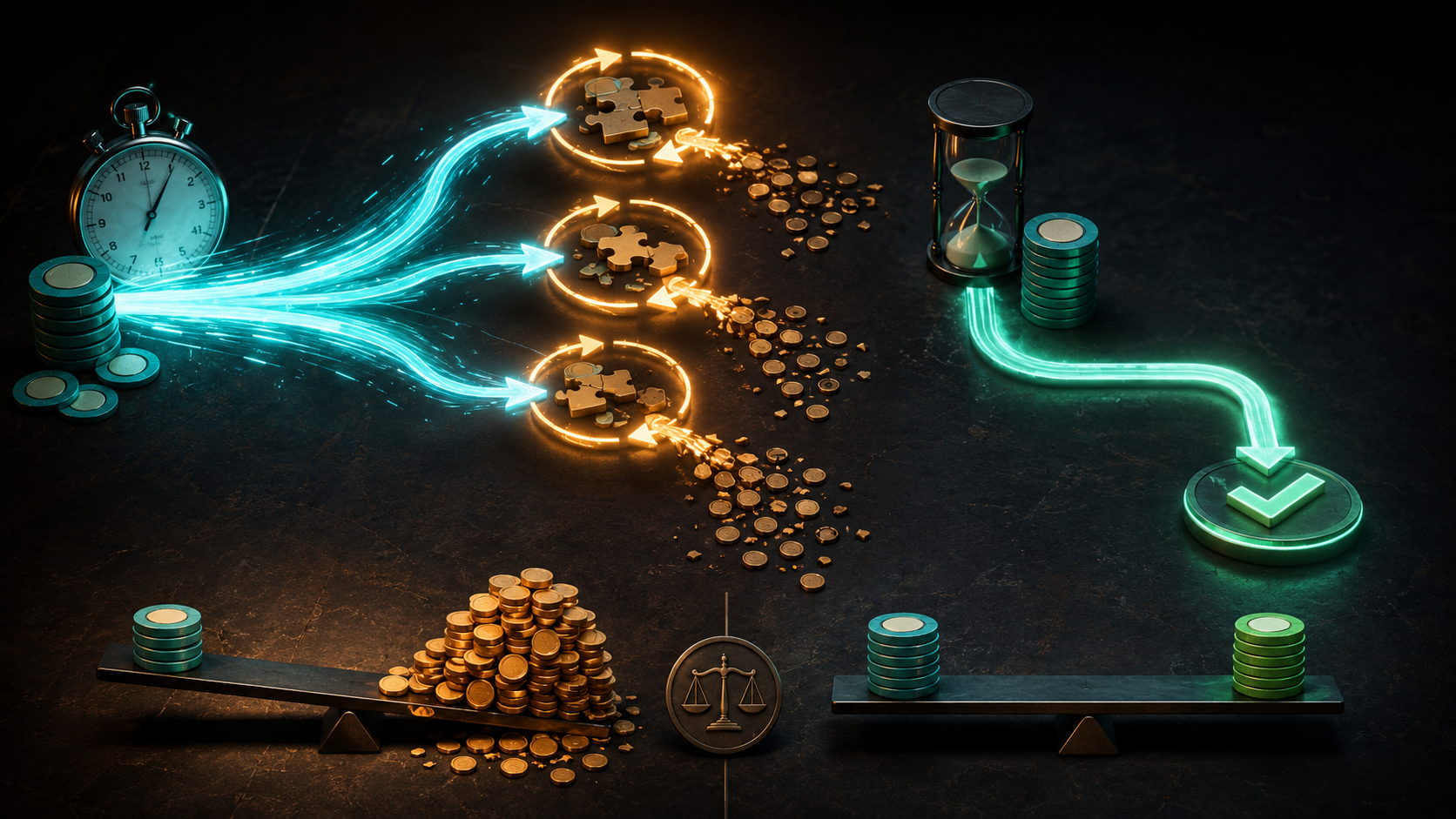 Token efficiency trade-off visual for Gemini 3.5 Pro token efficiency comparing fast drafts and repair cost