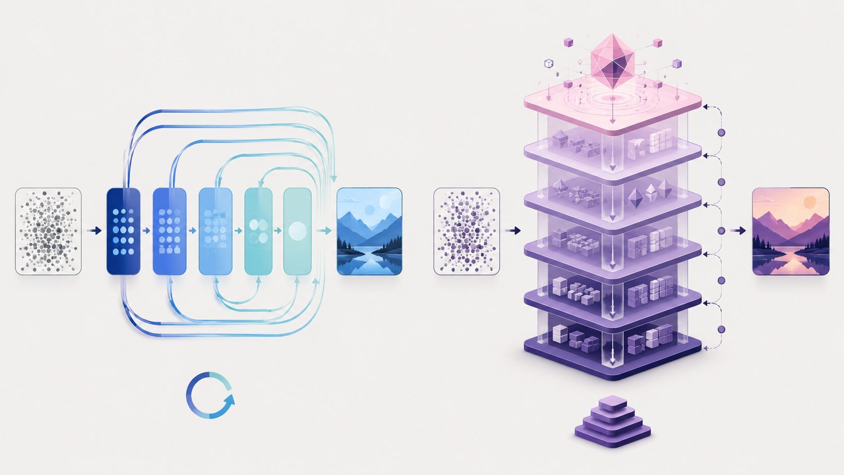 Conceptual diagram of Nano Banana 2 vs Nano Banana Pro architectures