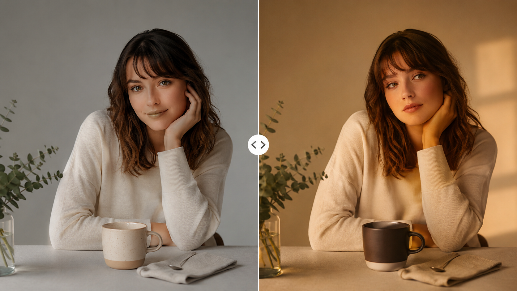 Broken approved portrait showing face and lighting drift from failed AI image editing
