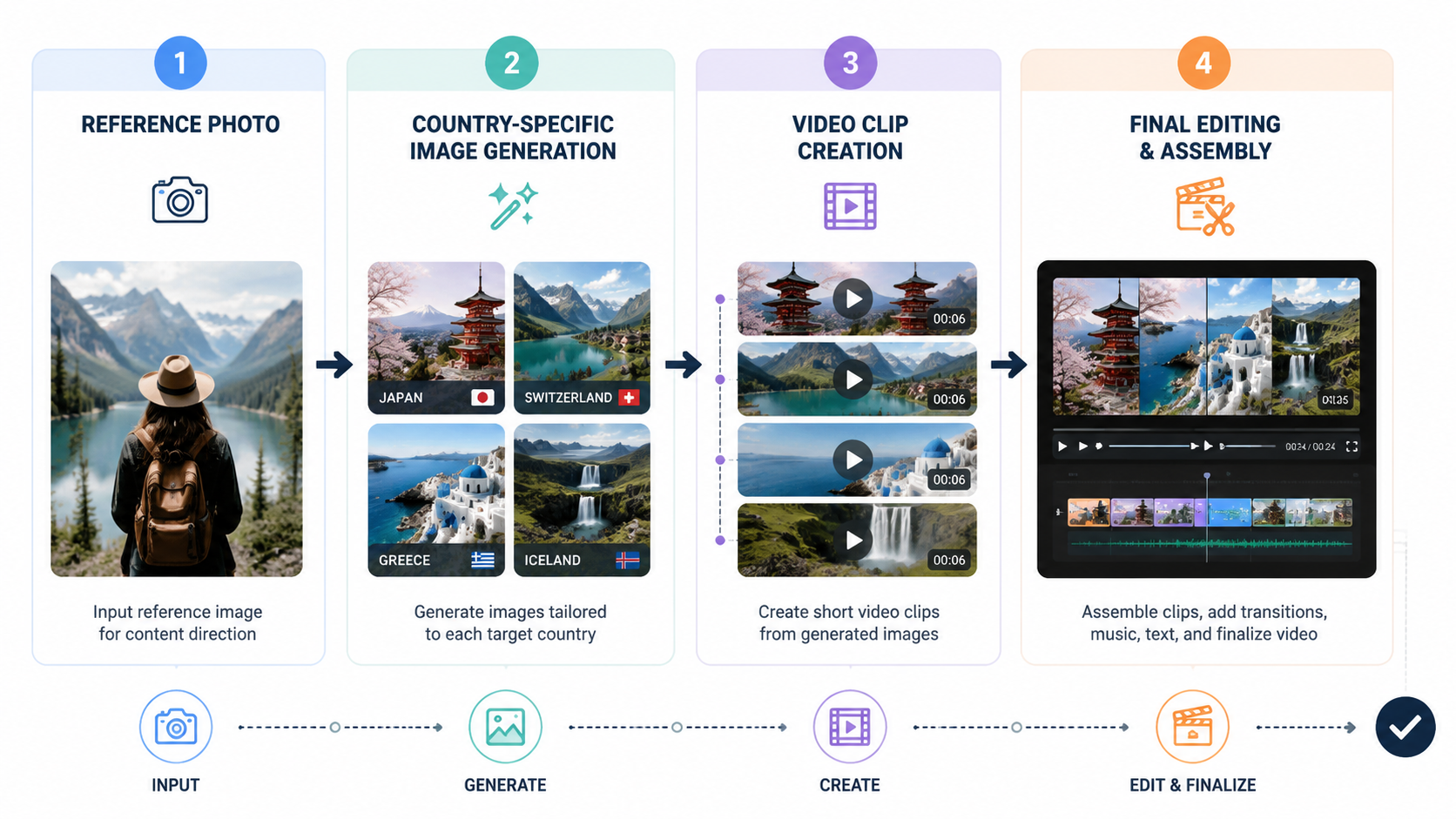 Step-by-step visual of the workflow for creating Born Elsewhere style transformations
