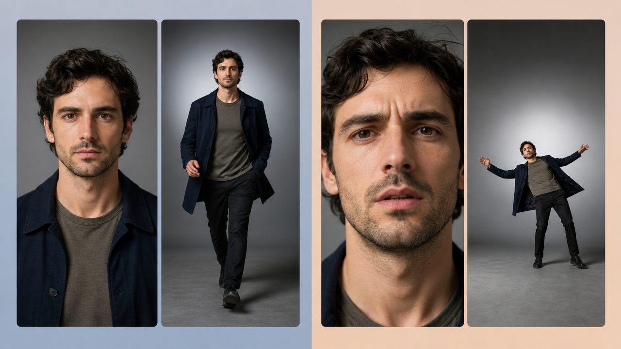 Portrait-to-portrait scale match versus mixed crop that warps the face when AI motion transfer changes face proportions