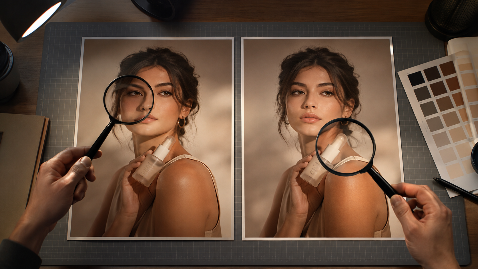 QA checklist side-by-side review catching unwanted AI image changes after each pass