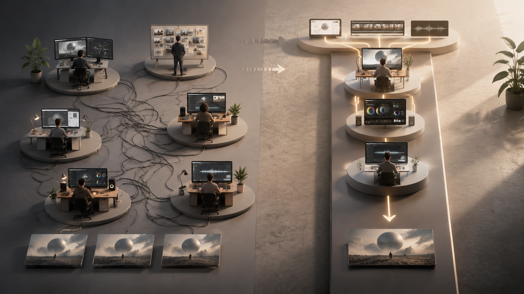Tighter end-to-end handoffs carrying one brief through an all-in-one AI creative platform style pipeline