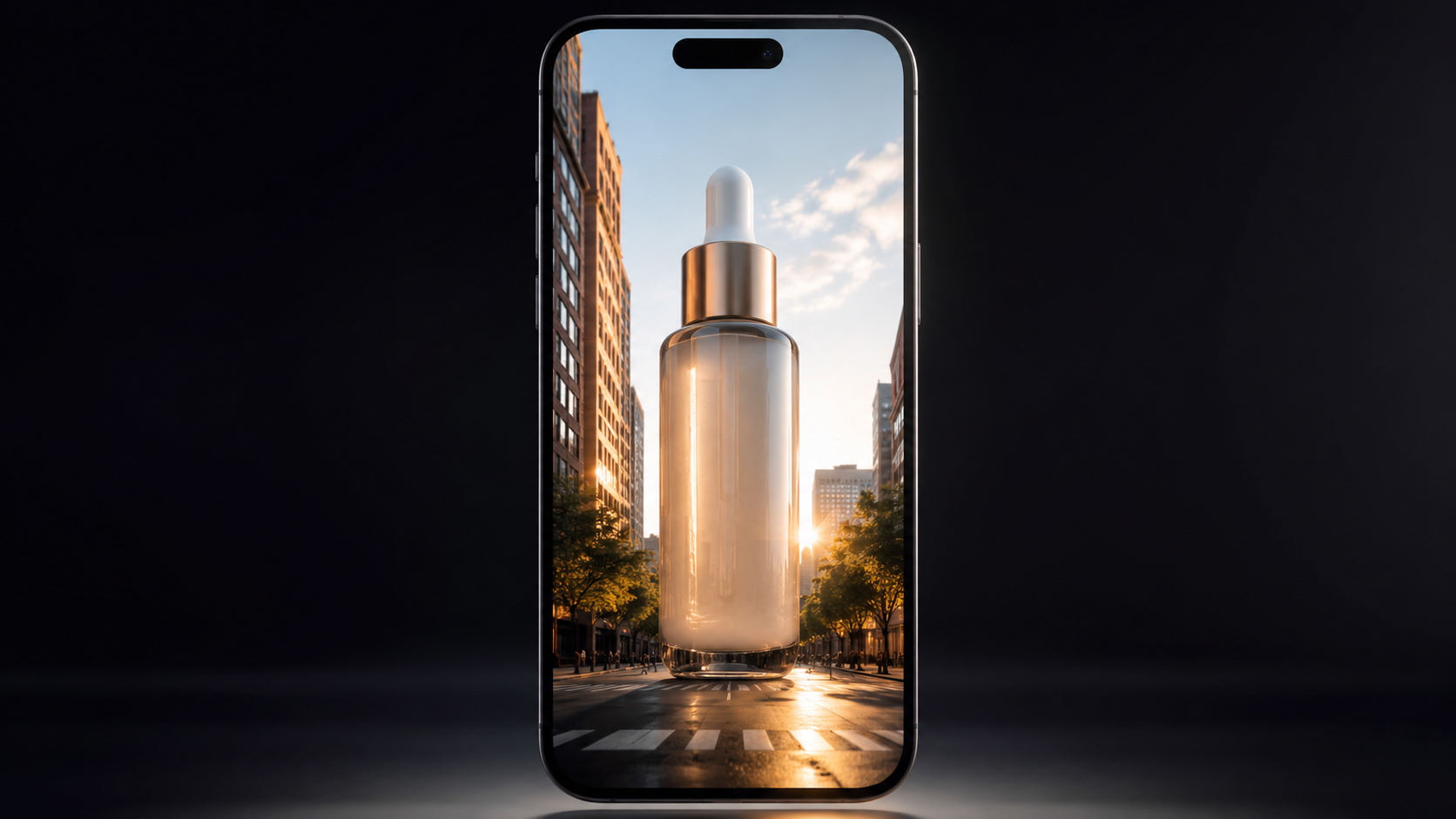 Vertical-first framing of CGI ads for social media on a phone mockup