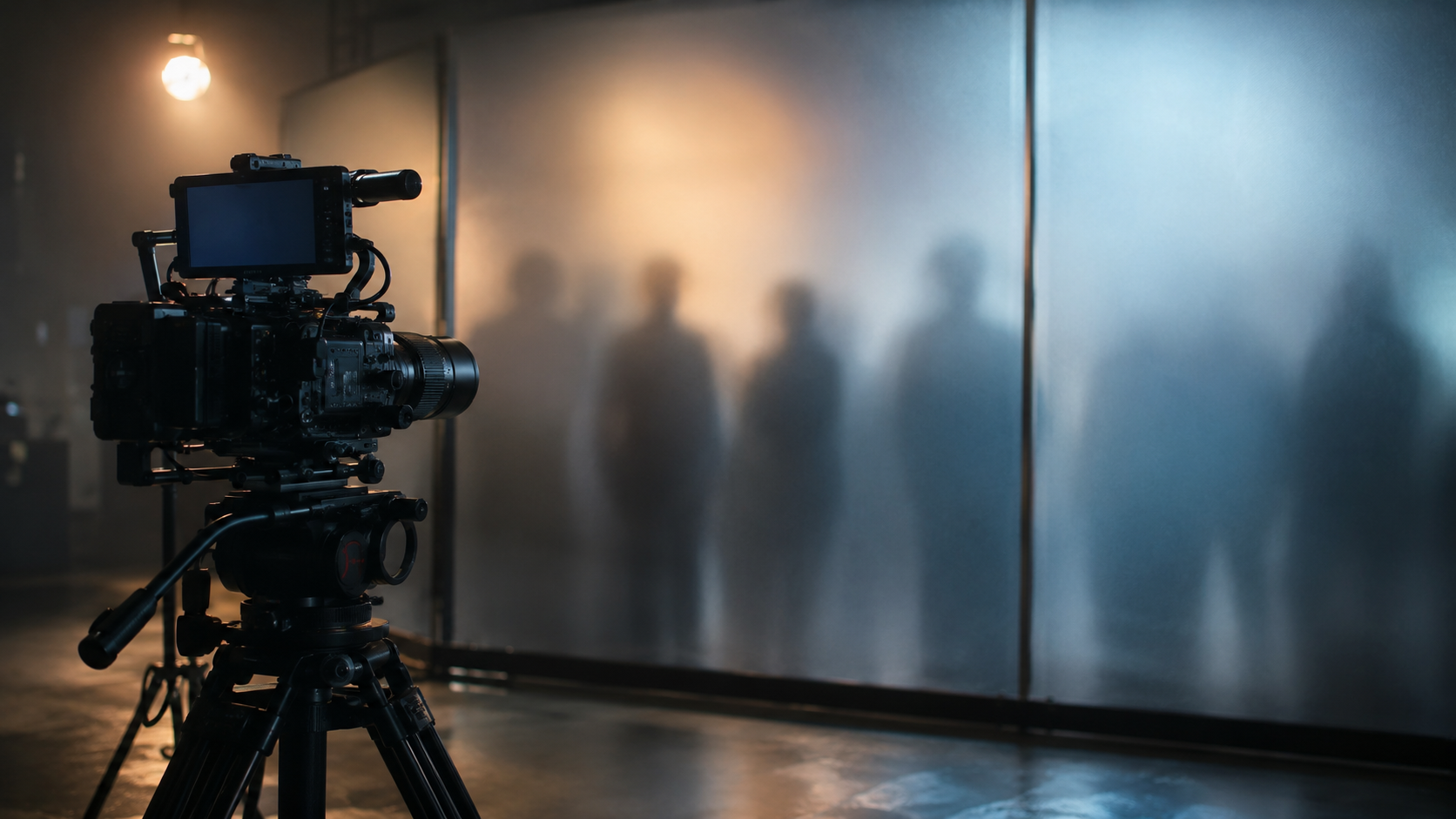Barrier between a camera and silhouetted crowd symbolizing a Veo prominent person error