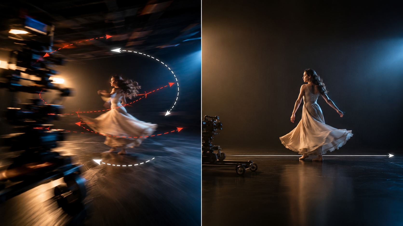 Before and after rewrite isolating camera tracking from dancer subject motion