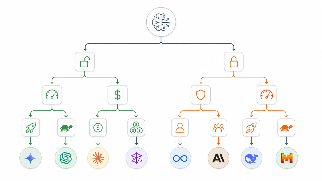Decision framework illustration for gpt 5.6 sol vs claude fable 5