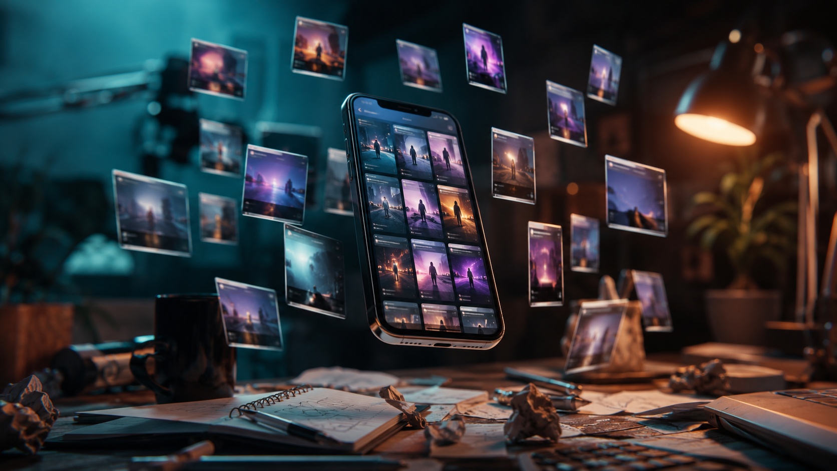 Polished empty social posts illustrating what AI slop looks like in a creator feed