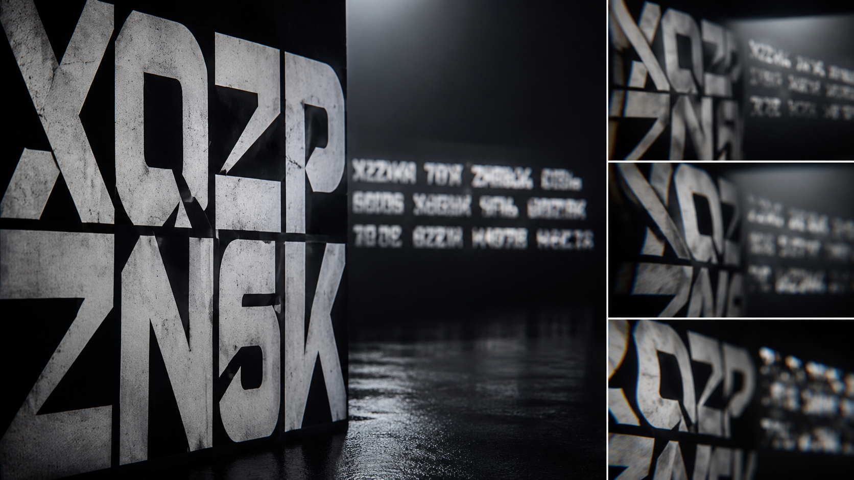 Small type blur and crop drift showing AI typography production limits