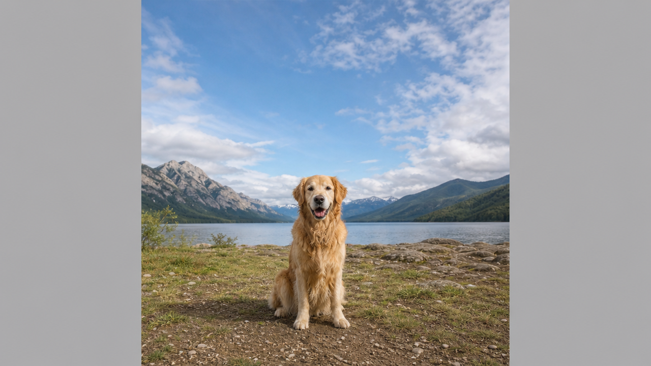 Side selection for AI outpainting extending sky and ground to fit a taller AI image aspect ratio