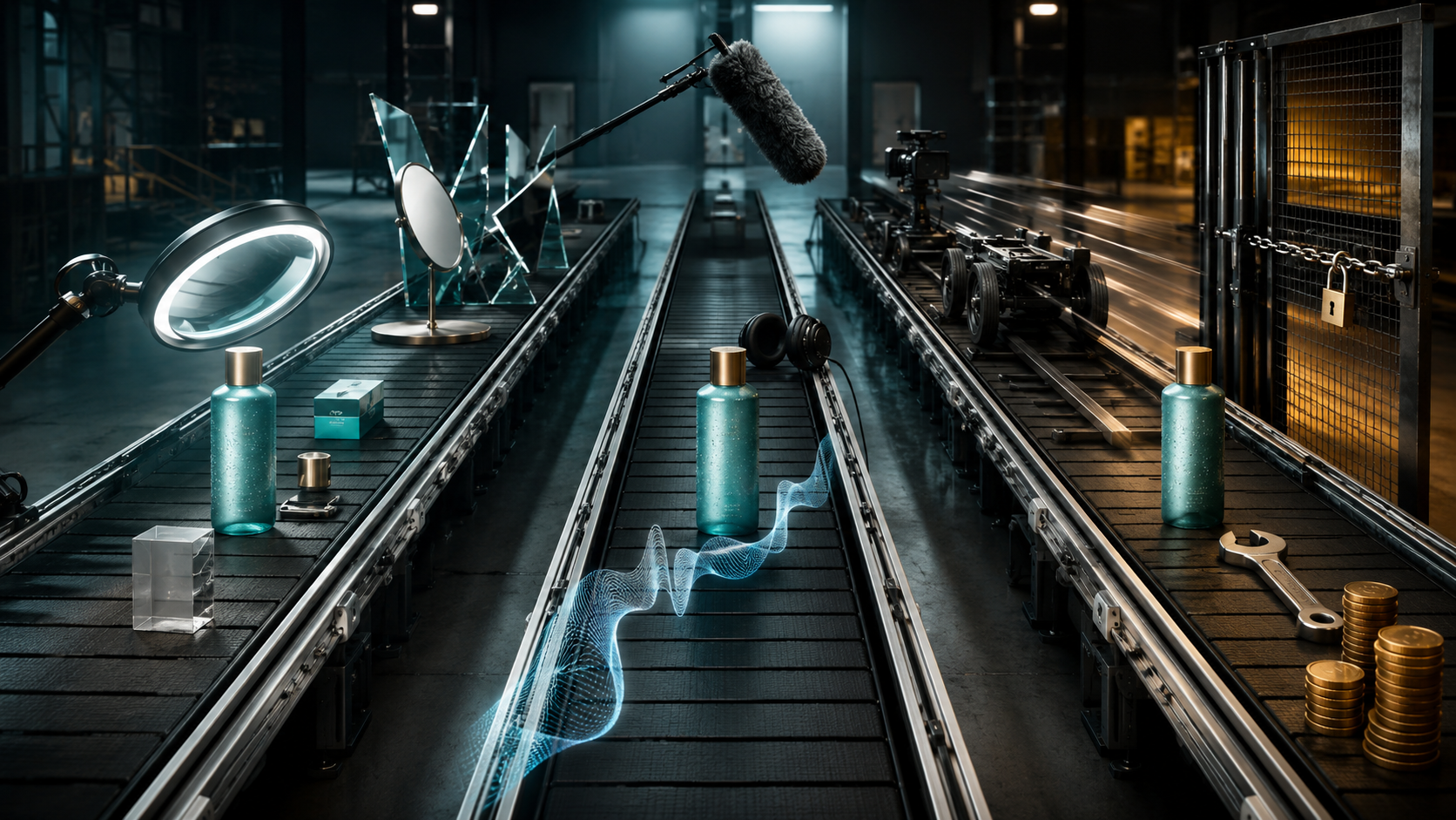 Three-lane AI video model comparison metaphor for production pressure axes.