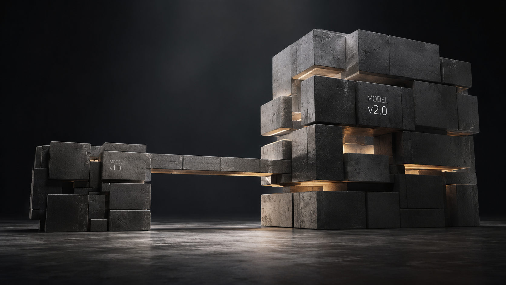 Abstract model evolution with connected concrete structures