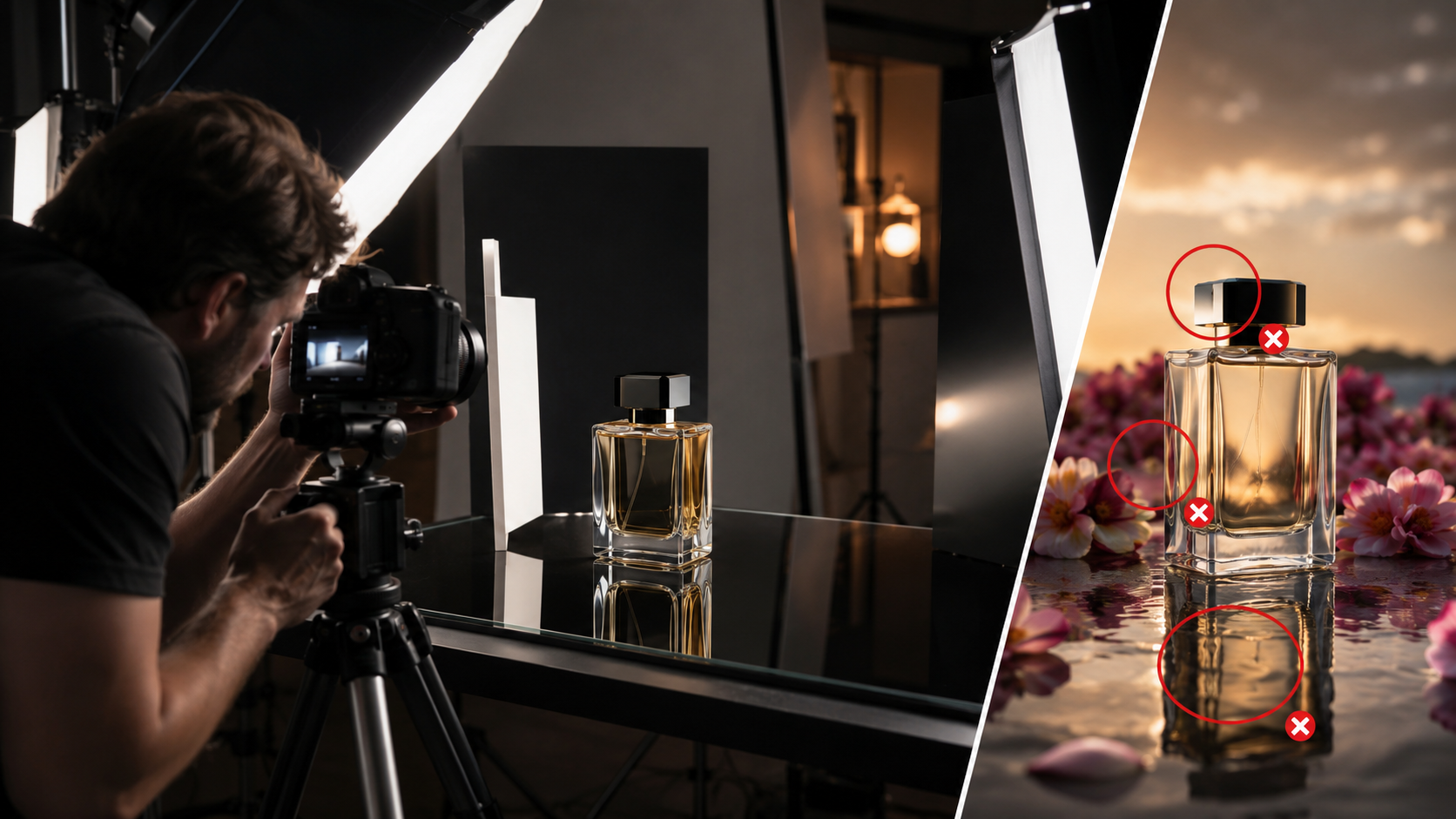 Hybrid production where real photography protects hero products when AI product image consistency fails.