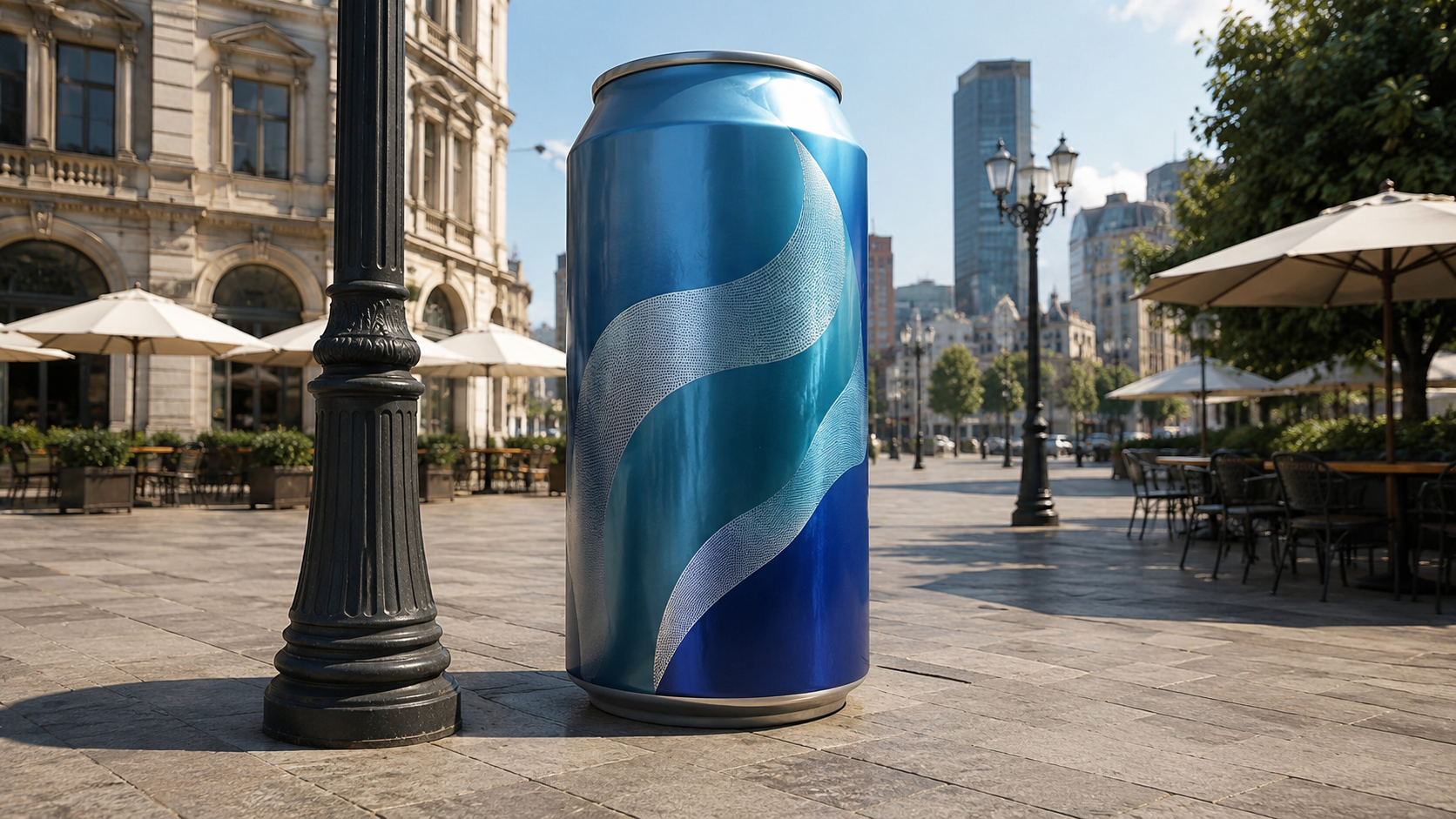 Product-preserving still with matched lighting for AI CGI ads in a surreal street plate