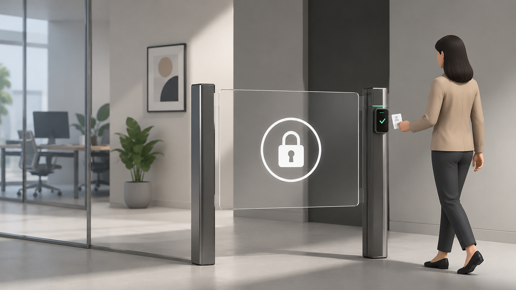 Selective access barrier in professional workspace