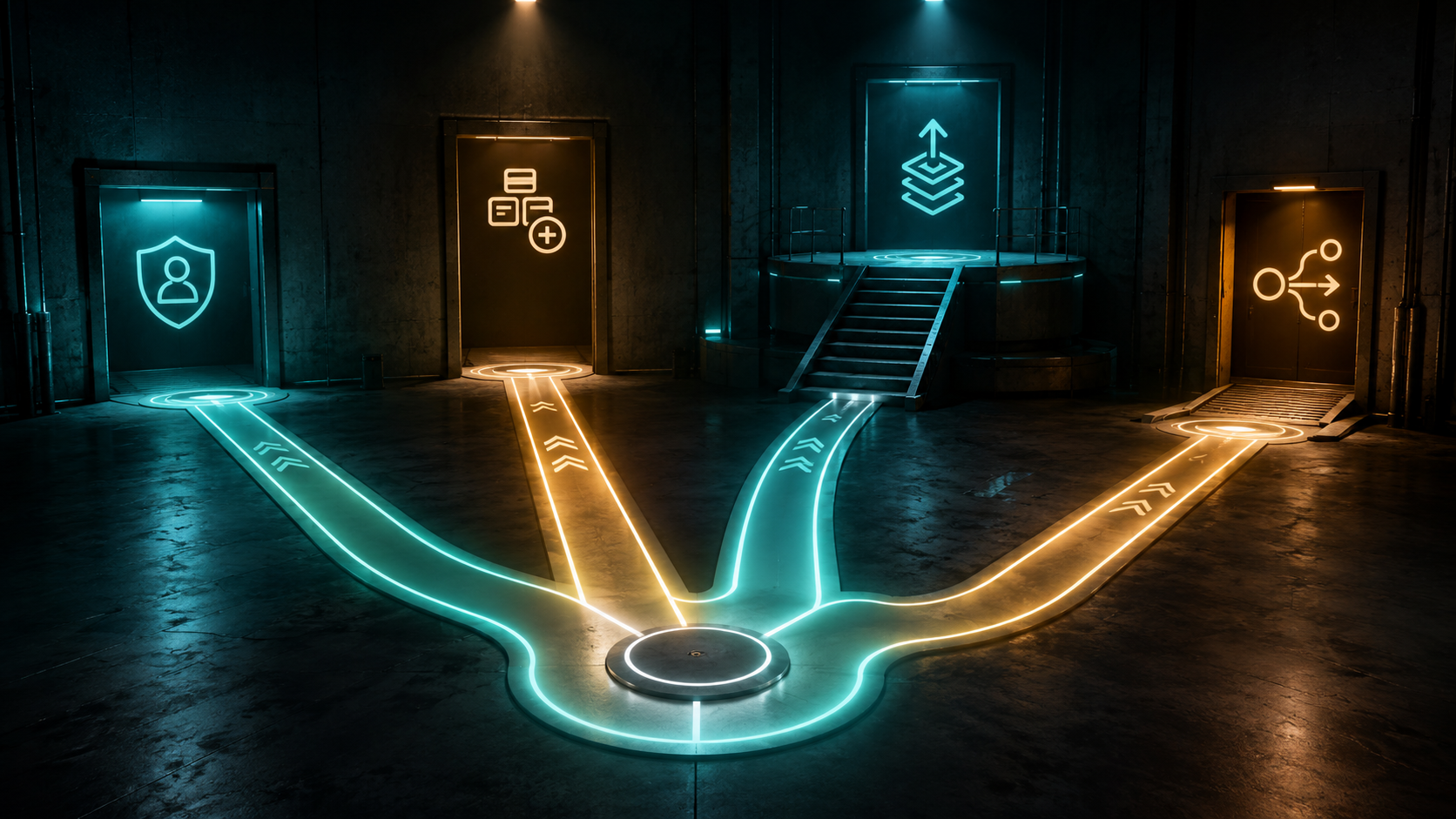 Four-path decision map for stay, upgrade, buy credits, or Adobe Firefly alternative