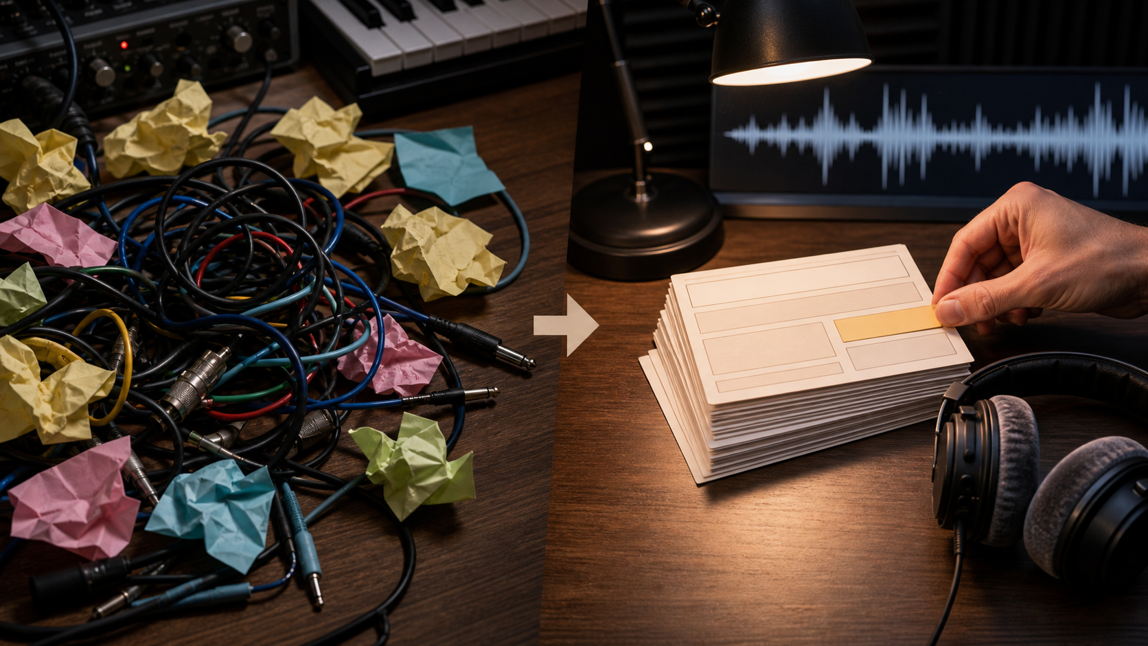 Before and after revision of weak AI music prompts into a clean production brief