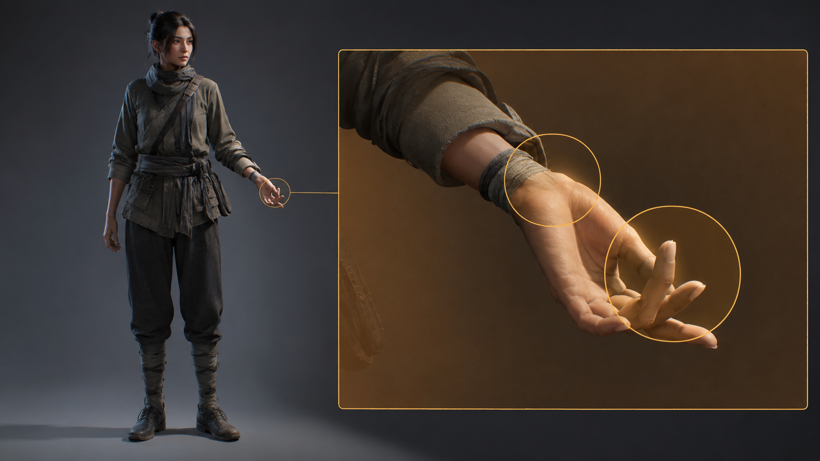 Residual AI character animation problems after framing fixes for cropped hands and feet