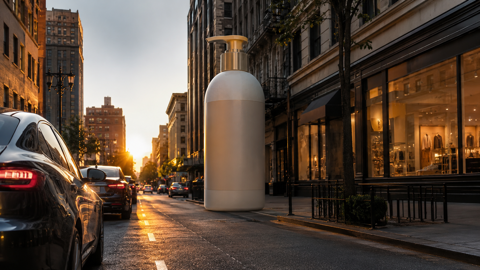 Surreal street scene showing digital CGI outdoor illusion for AI FOOH ads