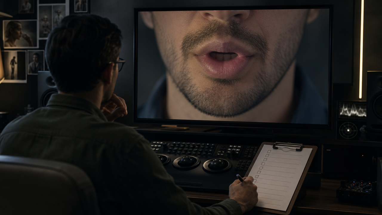QC review of close-up mouth match for multilingual video localization
