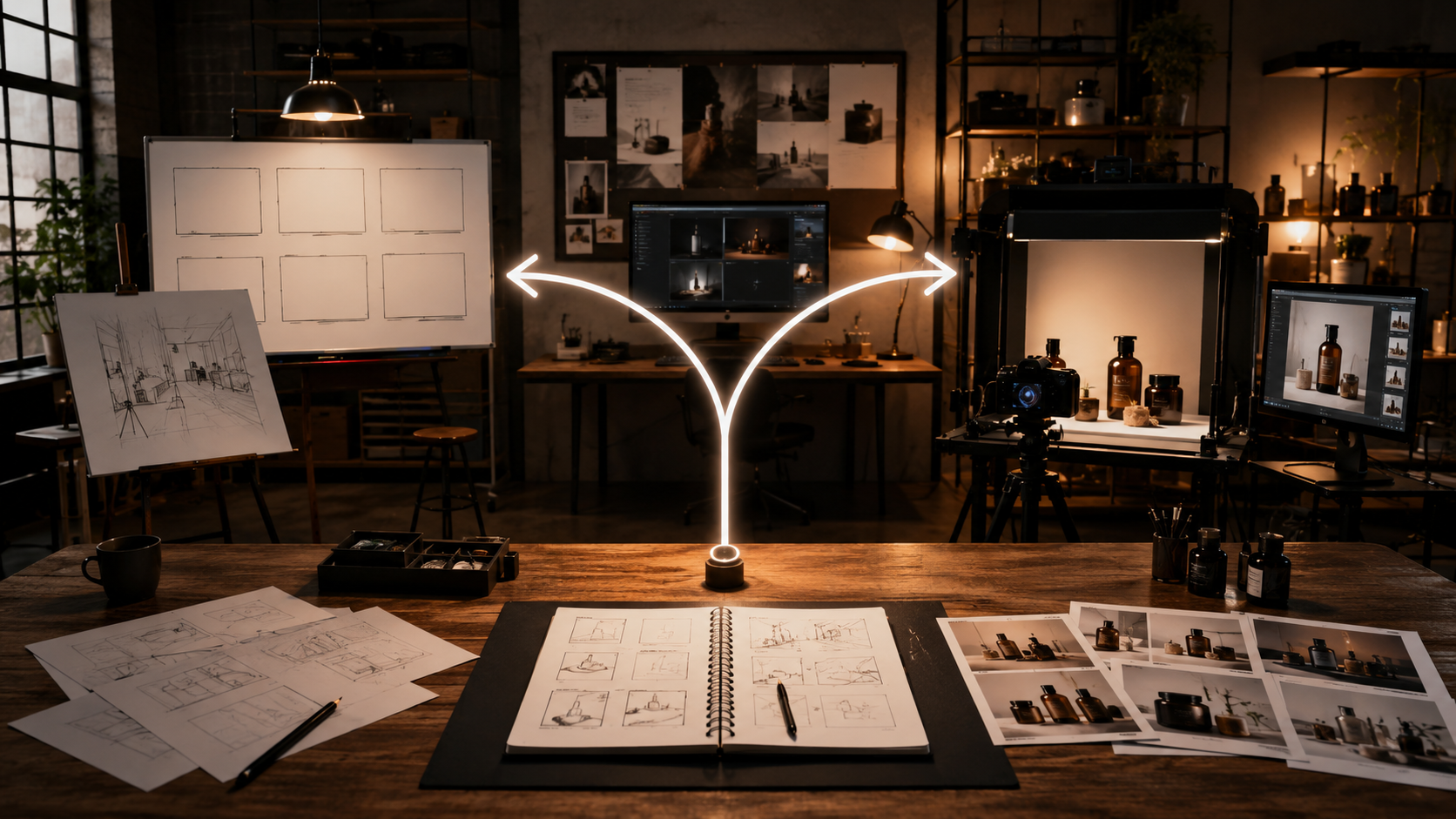 Production fork between text-to-video ideation and image-to-video workflow continuity