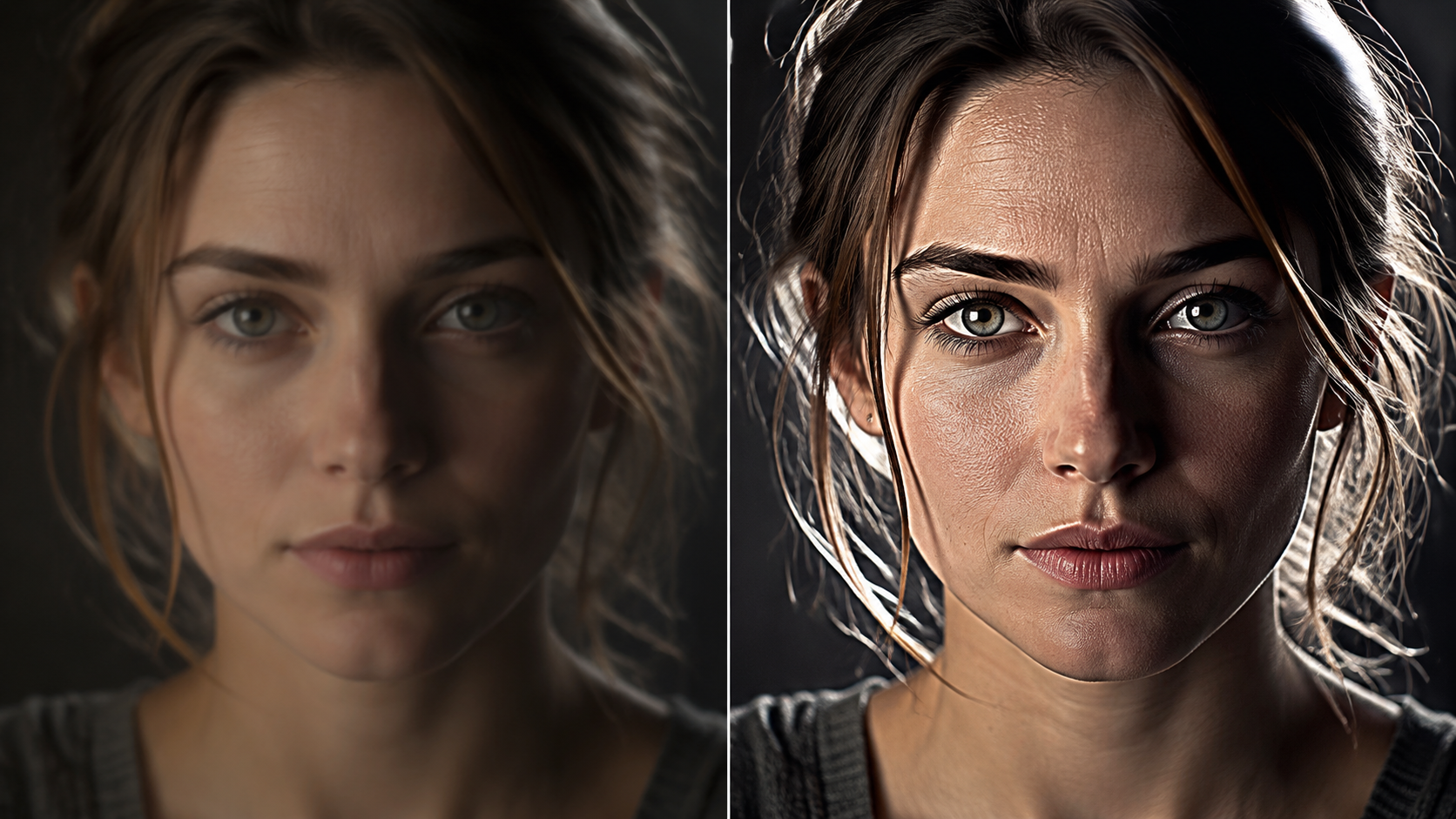 Soft source frame versus oversharpened 4K result when you upscale video to 4K too hard