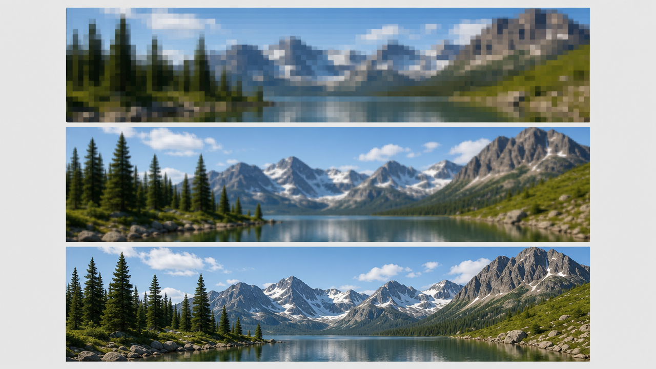 Educational illustration of resolution differences in video output