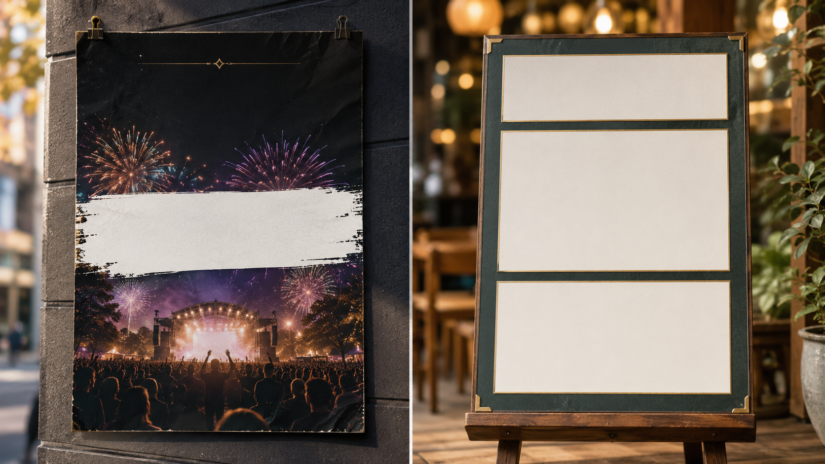 Short headline poster versus multi-panel menu for AI poster design type workflows