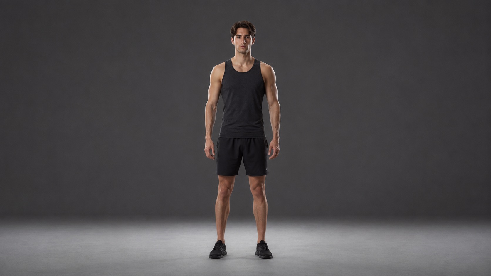 Performer recording a full-body motion reference with all limbs visible for transfer