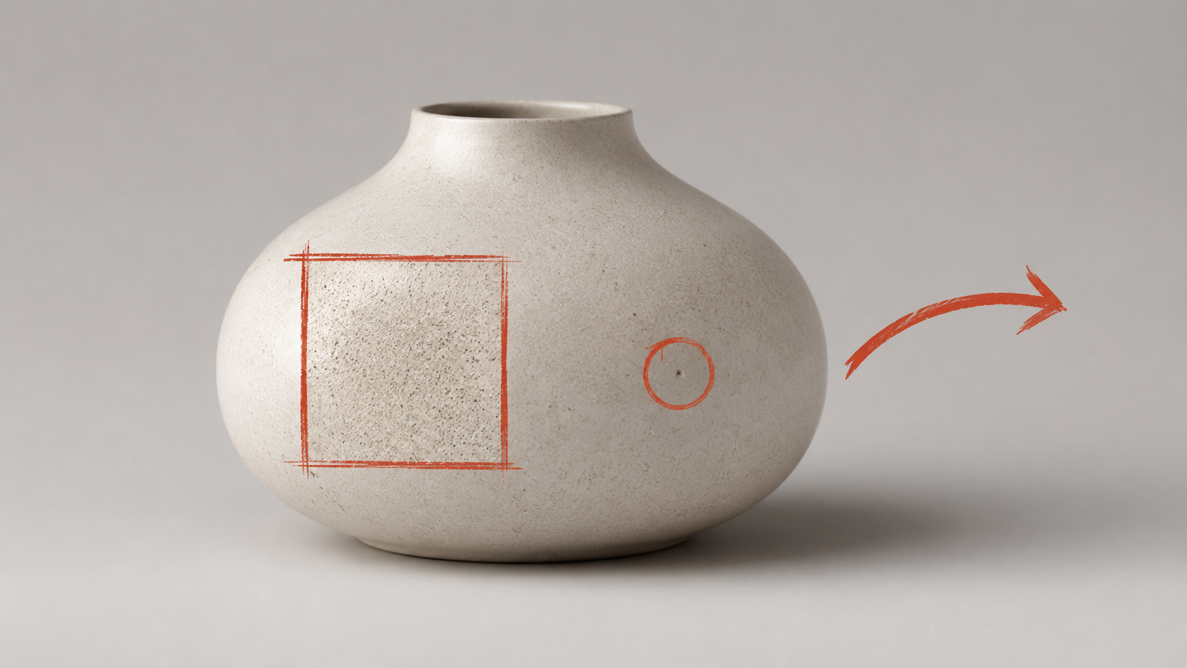 Box, point, and arrow marks guiding Seedream interactive editing on one product frame