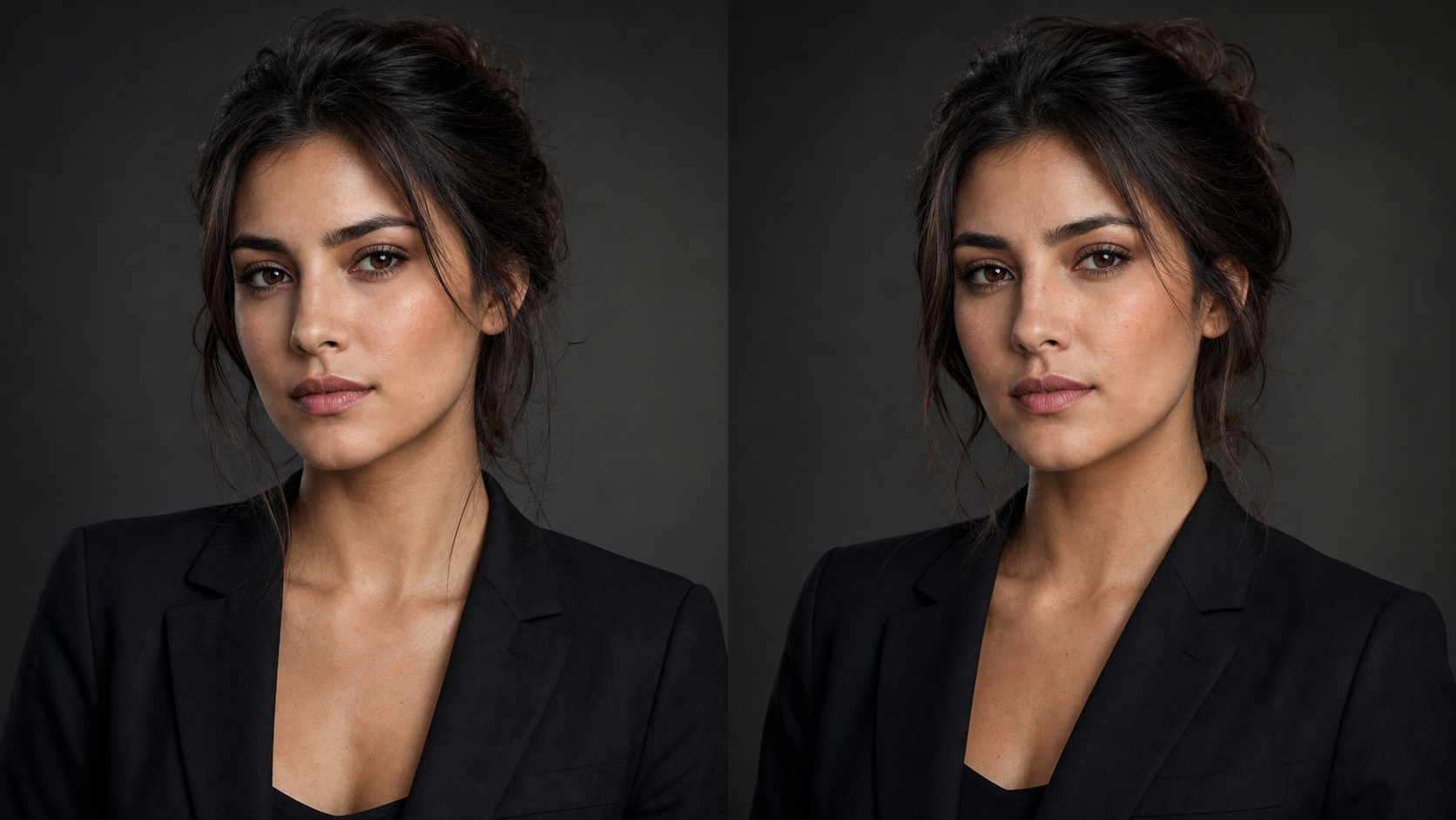 Side-by-side concept of a locked first frame face turning into a drifted later frame when AI motion transfer changes face details mid-shot
