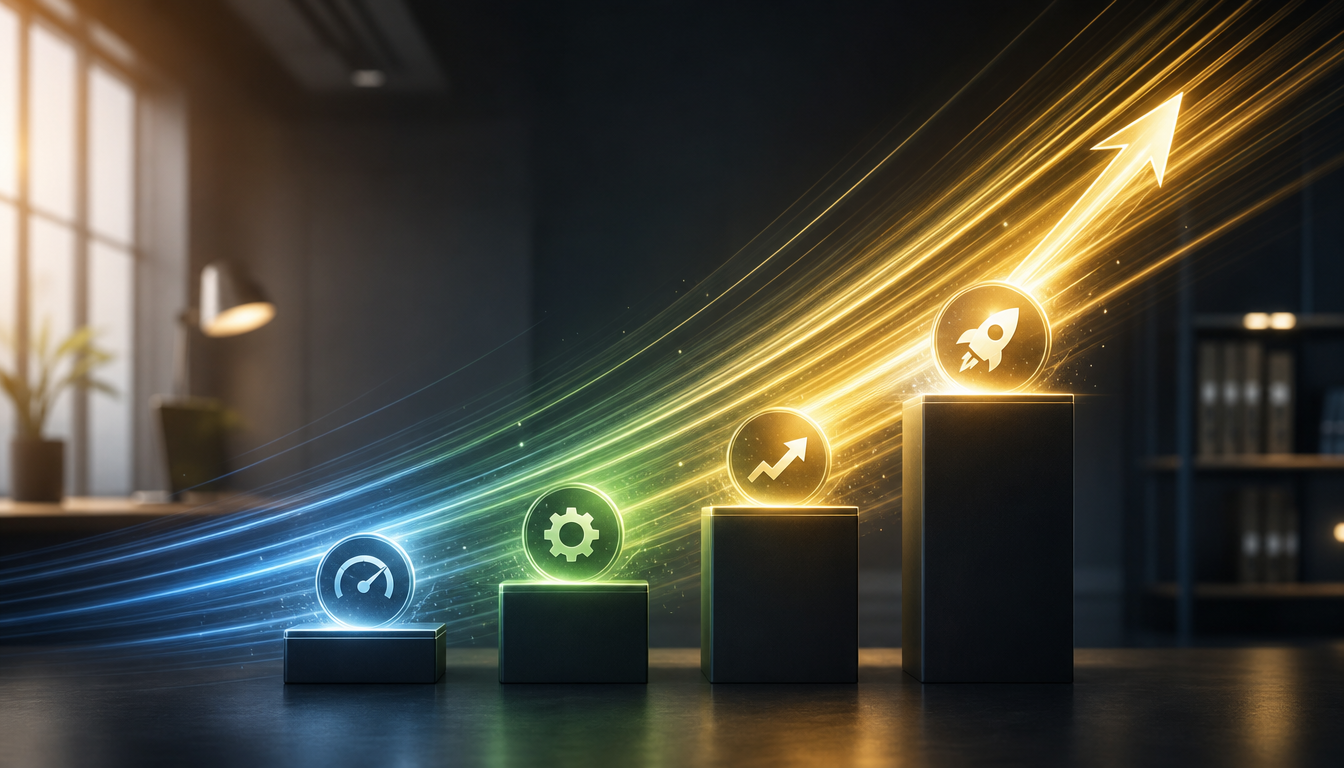 Abstract speed and efficiency symbols in a professional workspace