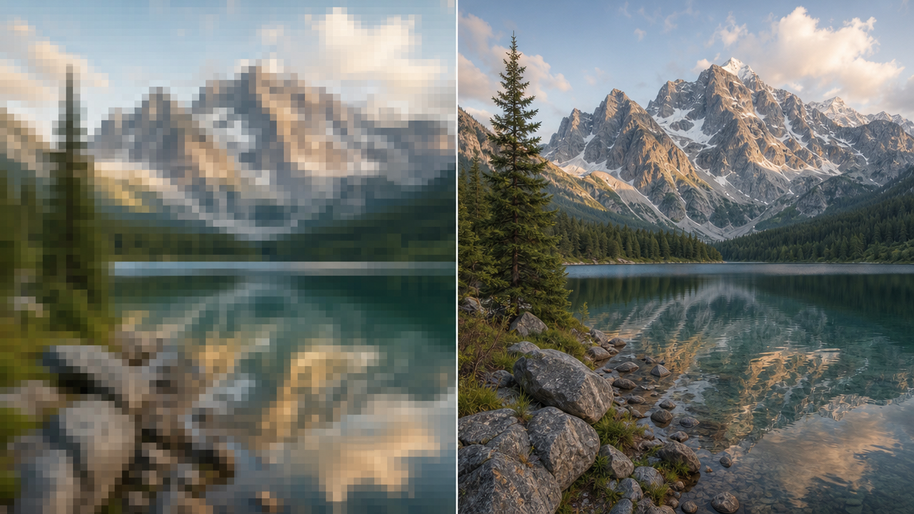 Before and after resolution comparison concept for GPT-Image-2