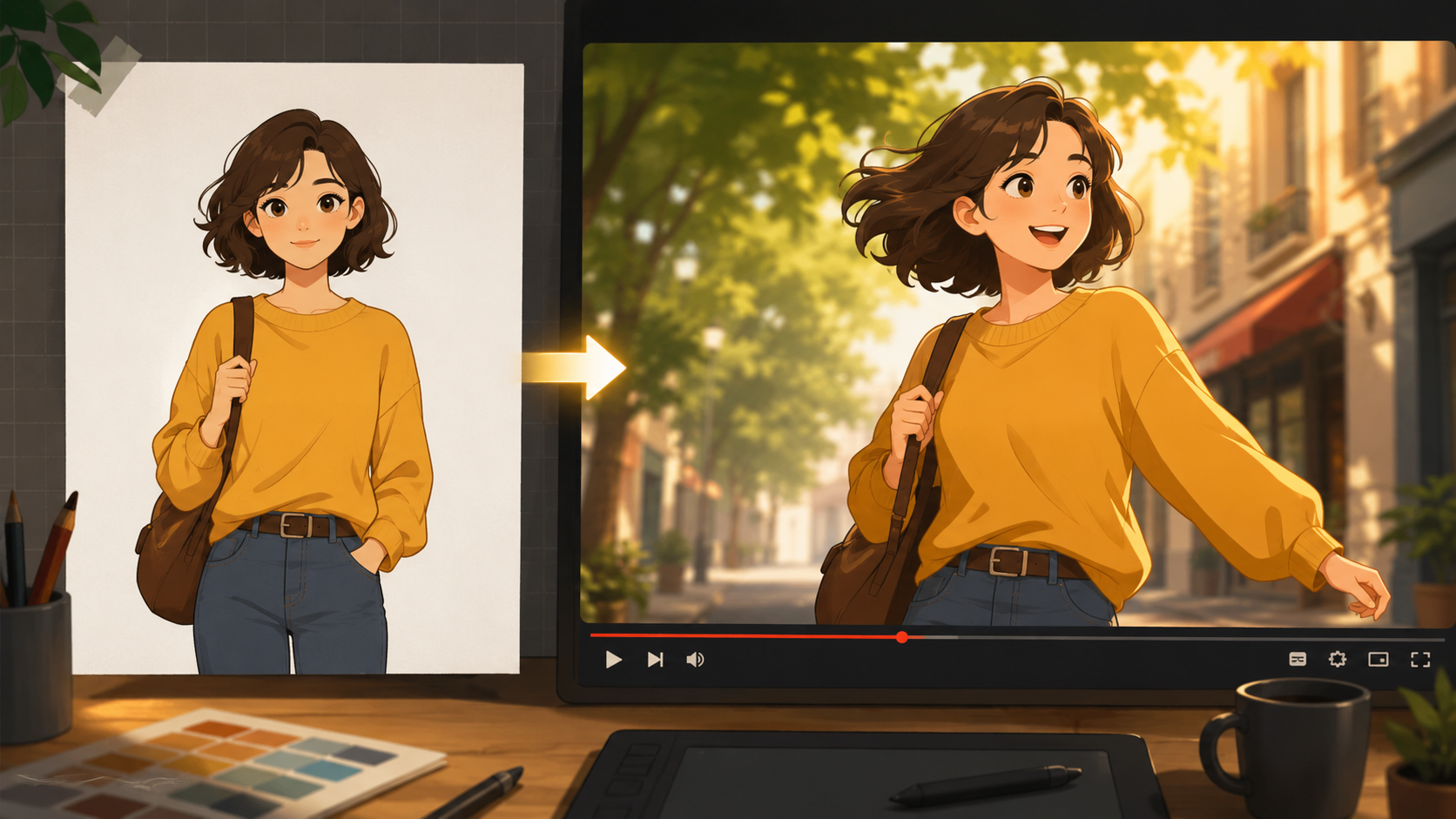 Illustration of image-to-video transformation process