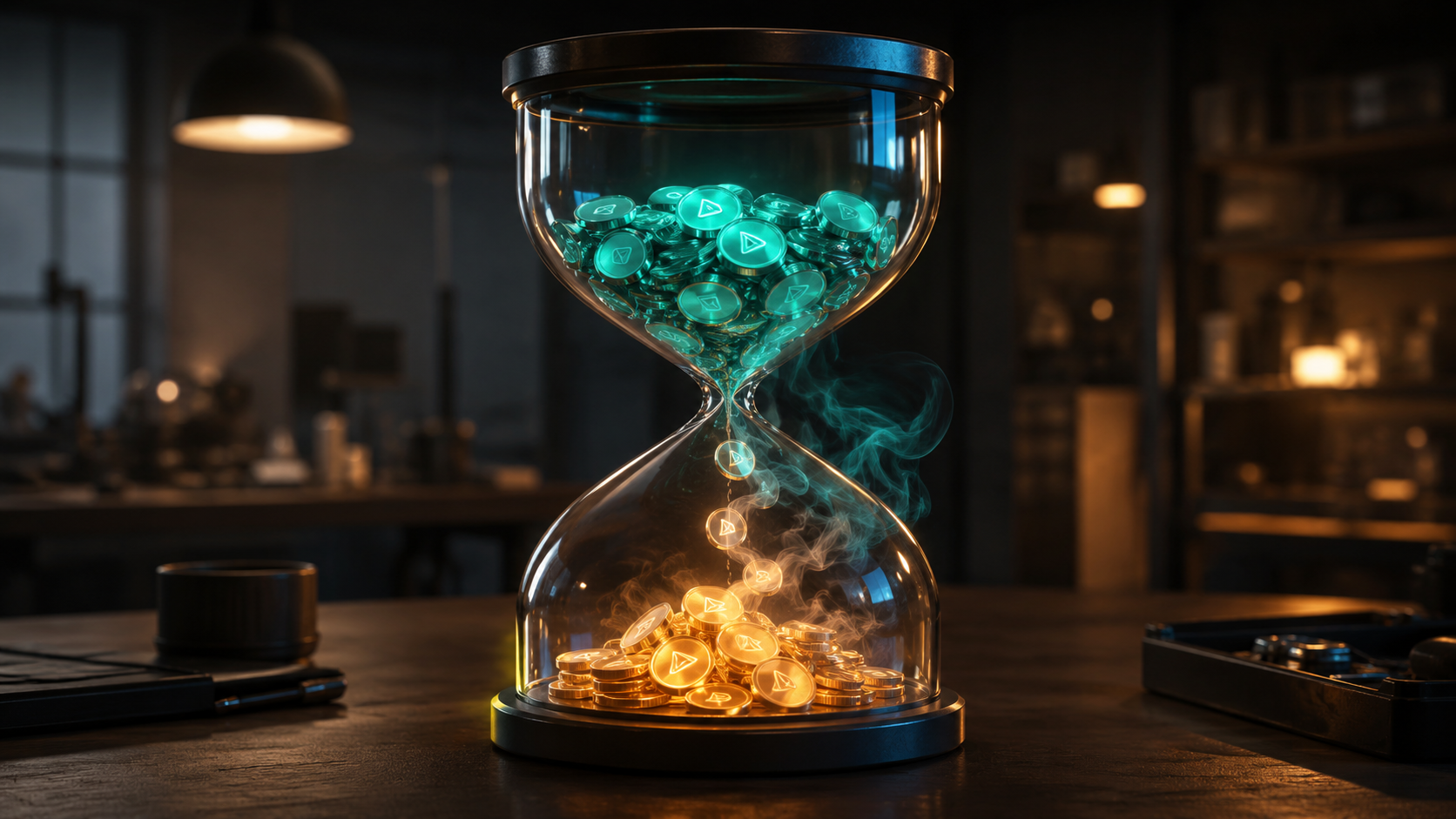Hourglass draining membership tokens showing Kling AI credits validity and usage order