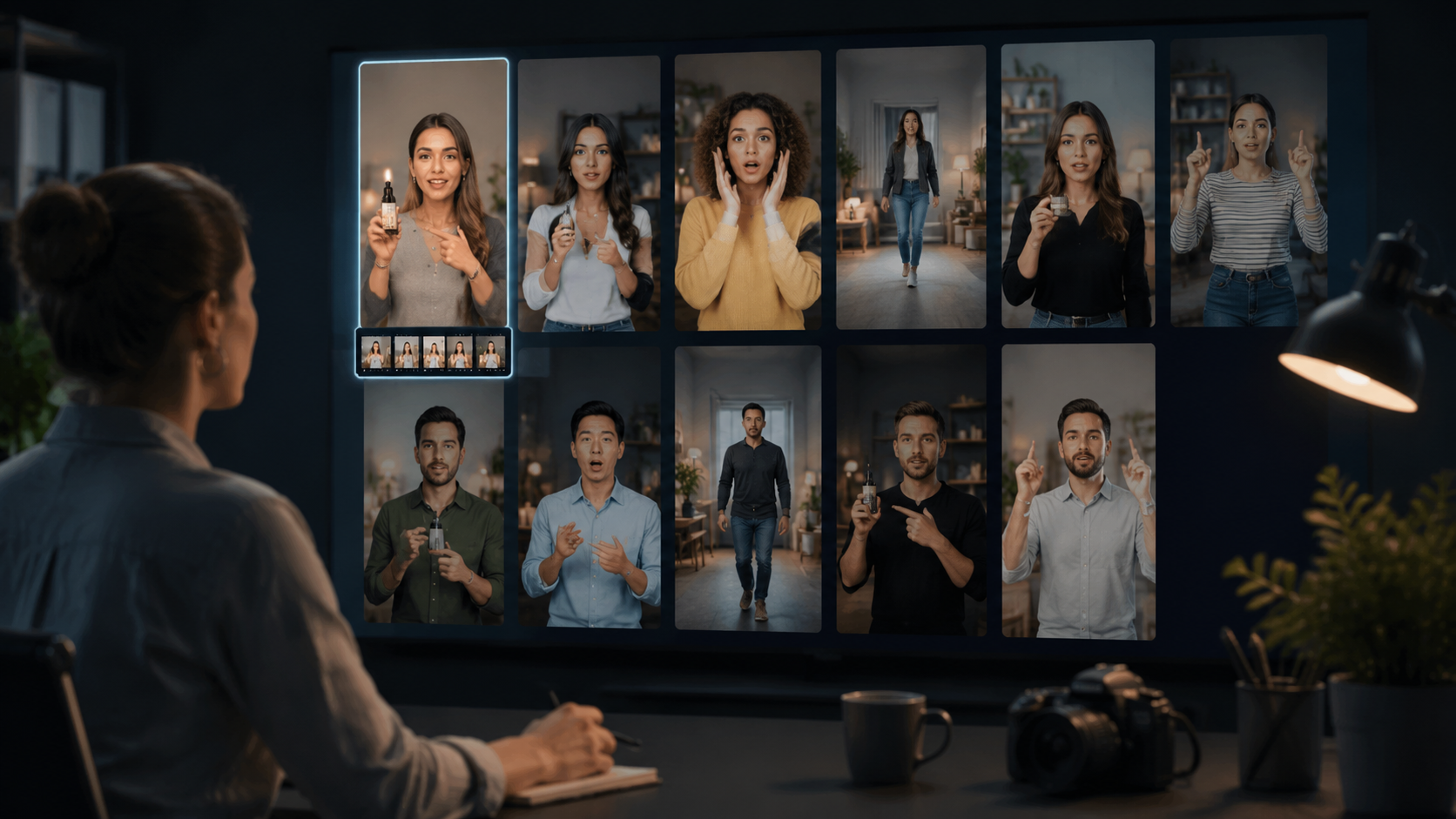 Reference video for ads library with reusable gesture templates for short-form production
