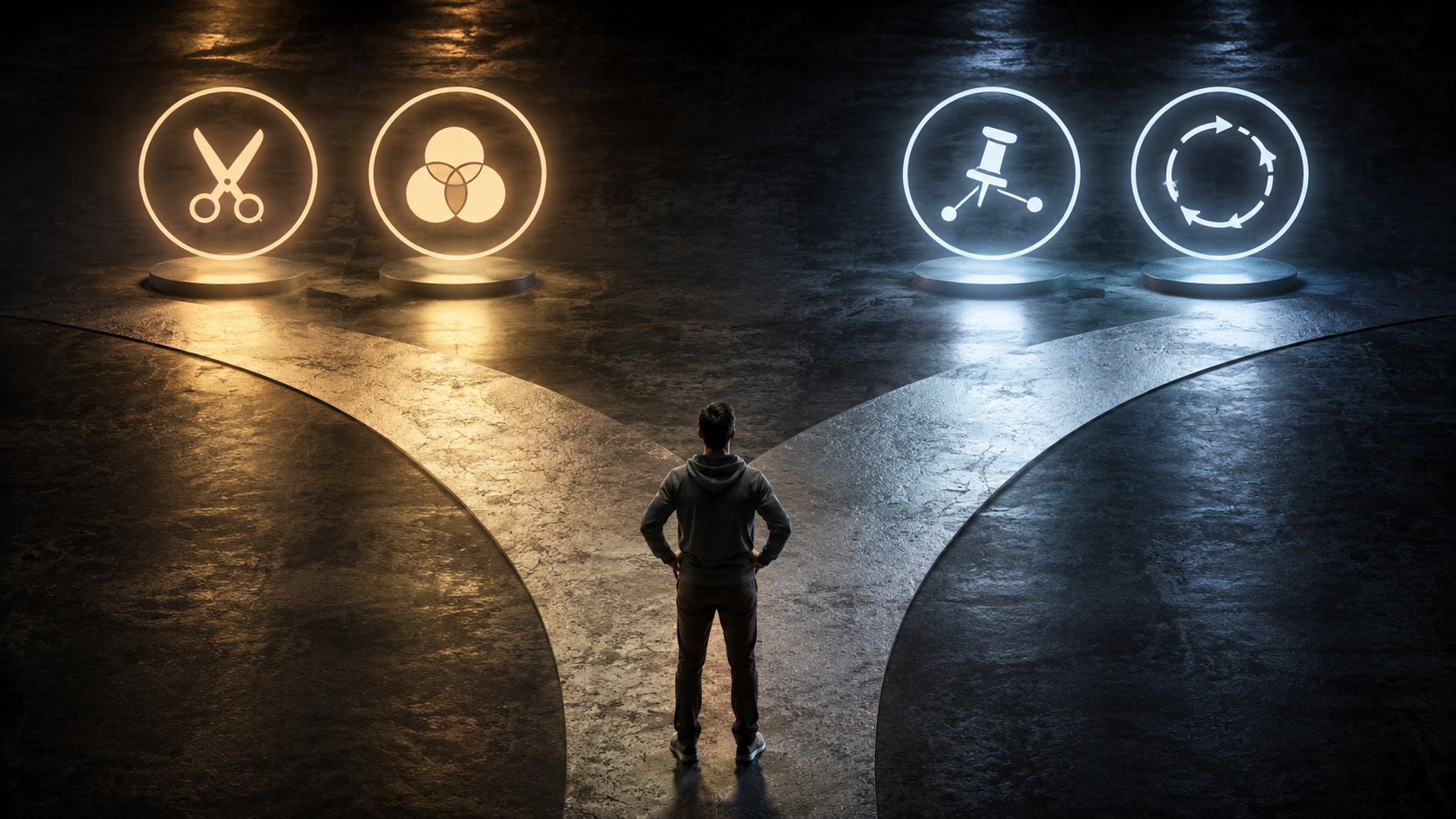 Decision fork between repairing or redesigning failed seamless AI video loops