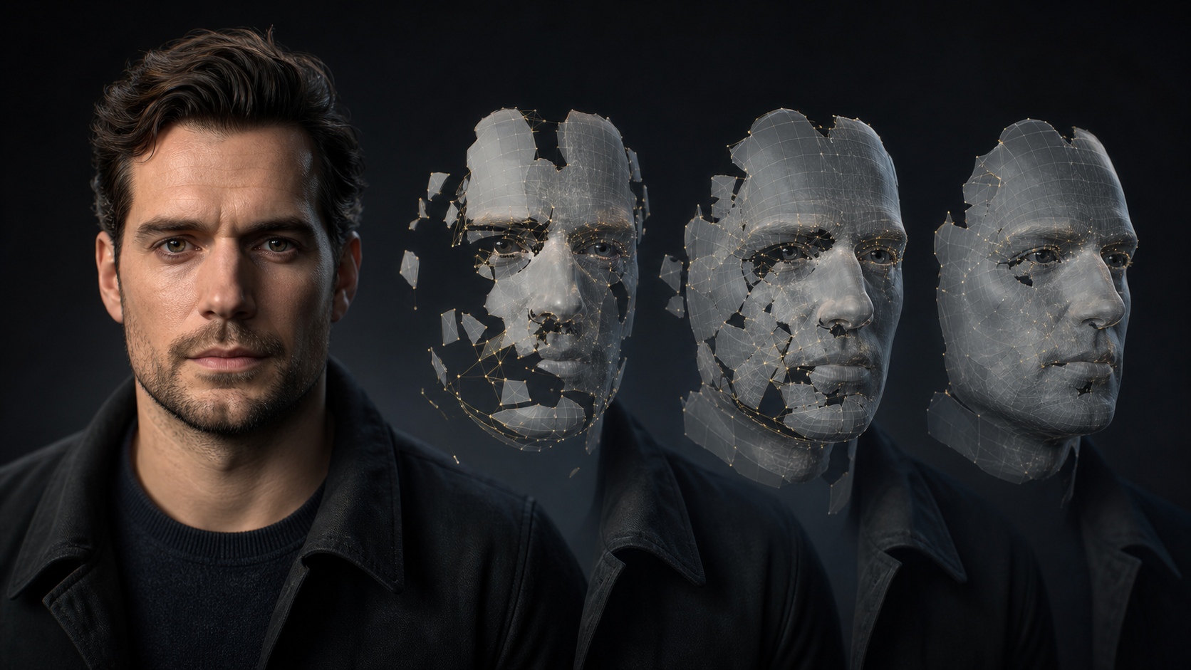 Face geometry rebuilding after the first frame as motion leaves the source pose in an AI motion transfer workflow