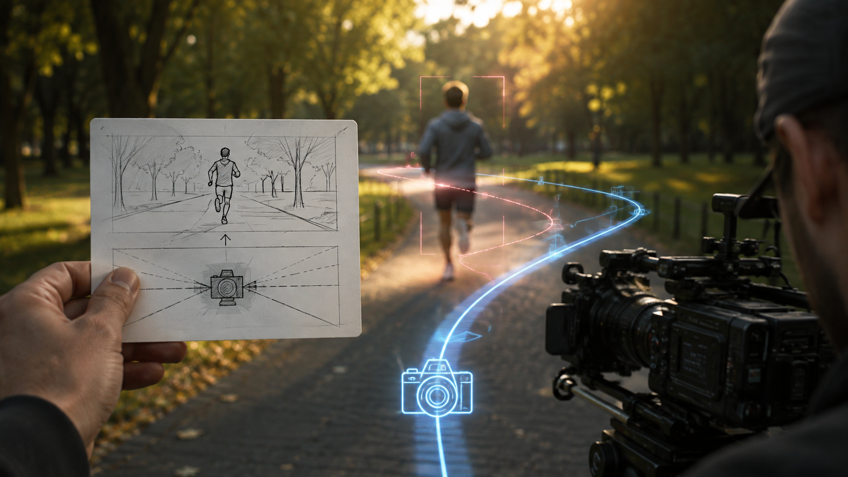 Prompt adherence camera-path concept in a Kling 3.0 vs Hailuo 2.3 workflow.