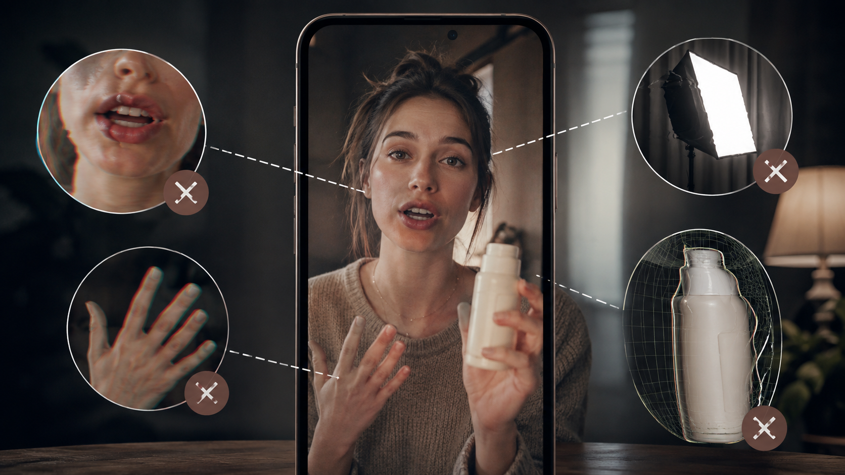 Stacked mismatch concept showing why AI UGC Ads fail the realism test.